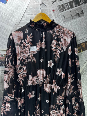 ® Medium | Bust: 19" | Floral Print | Midi Dress | B6 - 5386 - Genuine Maal