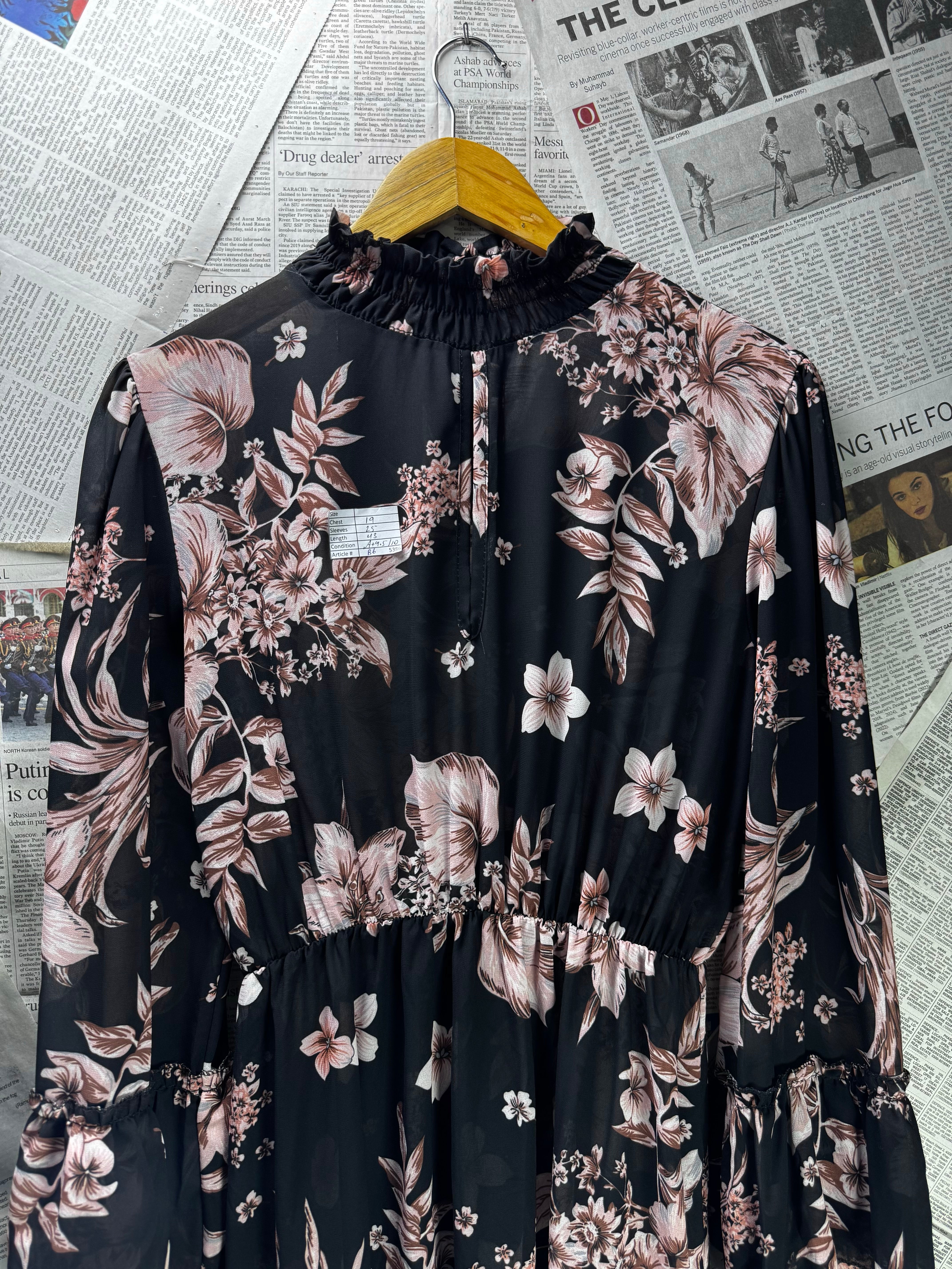 ® Medium | Bust: 19" | Floral Print | Midi Dress | B6 - 5386 - Genuine Maal
