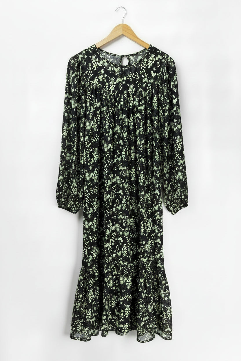 Urban Outfitters® XL | Bust: 21" | Ditsy Daisy Print Jet Black Base | Midi Dress | B6 - 5032