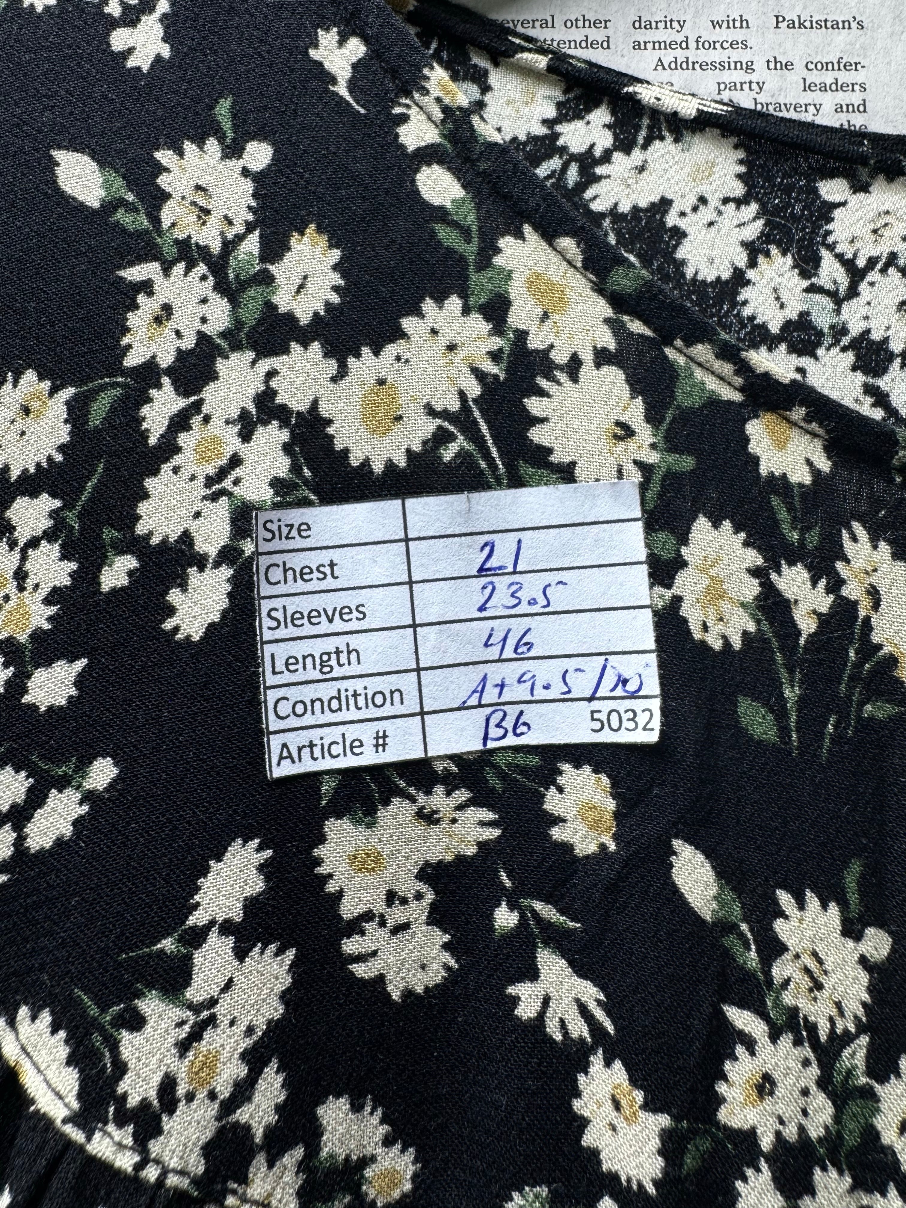 Urban Outfitters® XL | Bust: 21" | Ditsy Daisy Print Jet Black Base | Midi Dress | B6 - 5032 - Genuine Maal