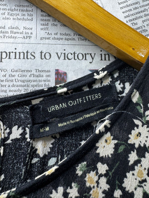 Urban Outfitters® XL | Bust: 21" | Ditsy Daisy Print Jet Black Base | Midi Dress | B6 - 5032 - Genuine Maal