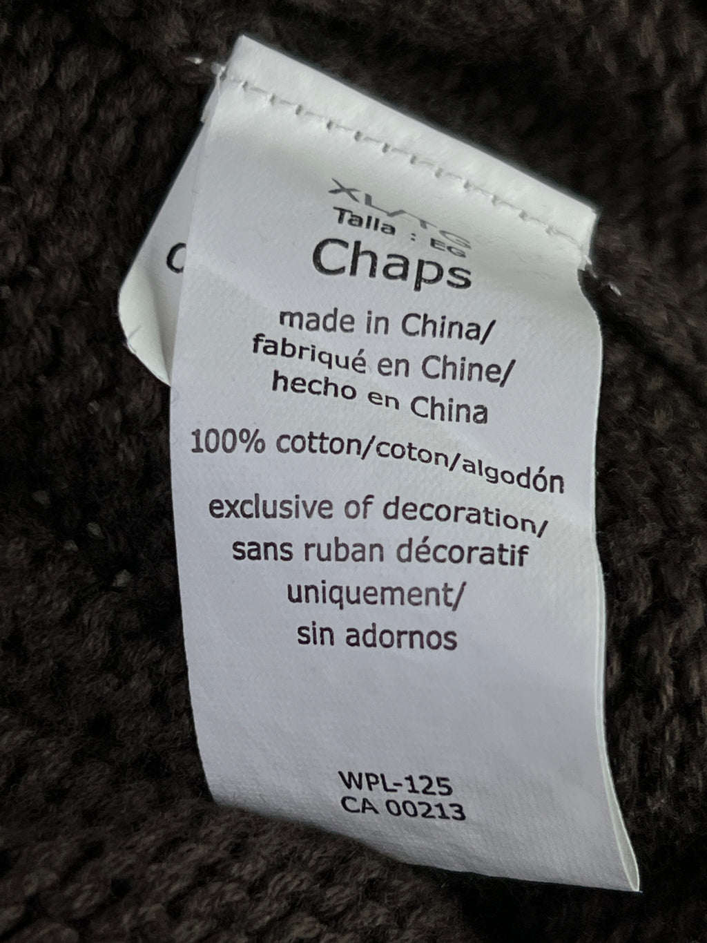 CHAPS® XL | Chest: 25" | Dark Brown | Knit Quarter Zip Sweater | Cotton | 1867 - Genuine Maal