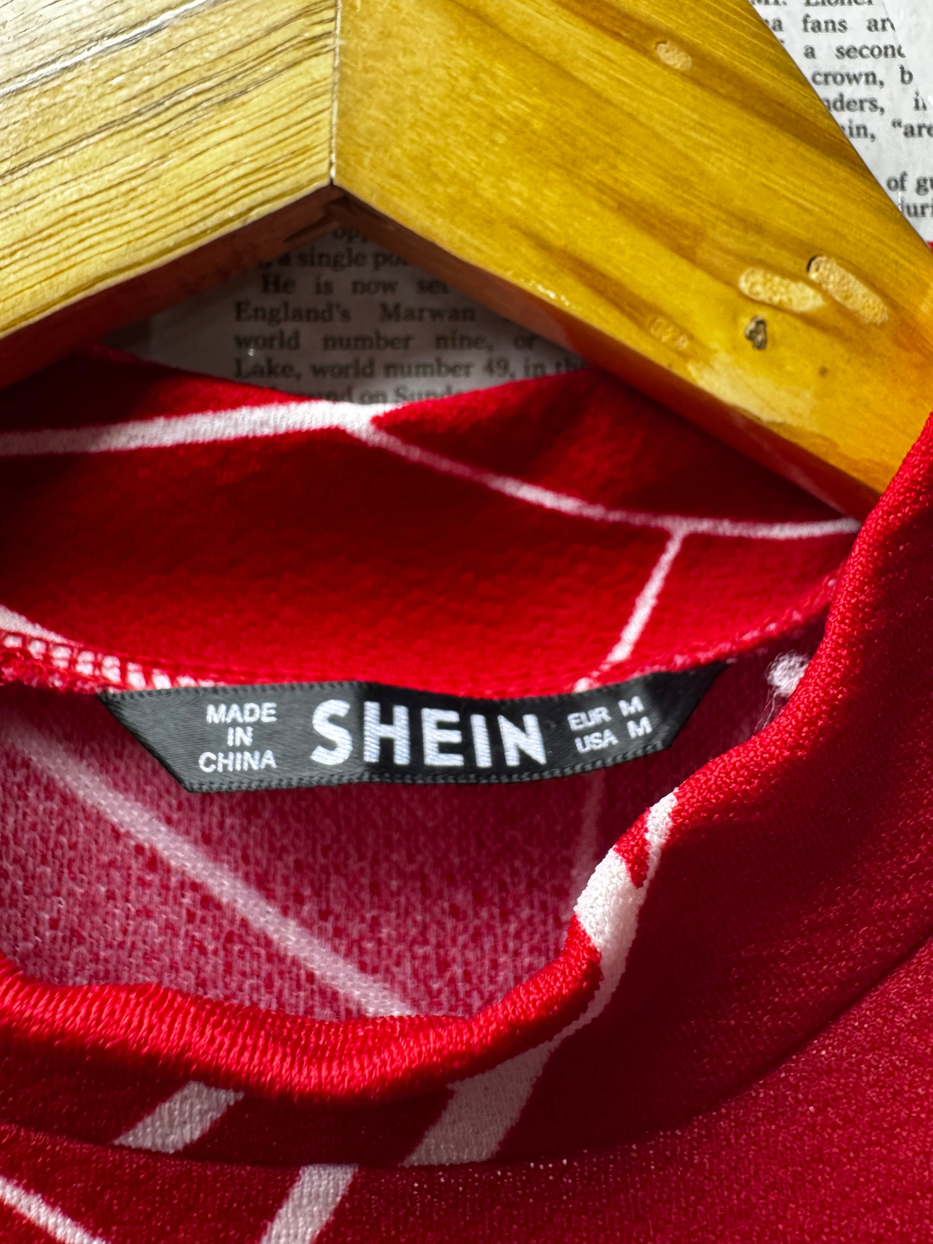 Shein® Small | Bust: 17.5" | Fractured Mosaic Rich Brick Red | Mini Dress | B6 - 5384 - Genuine Maal