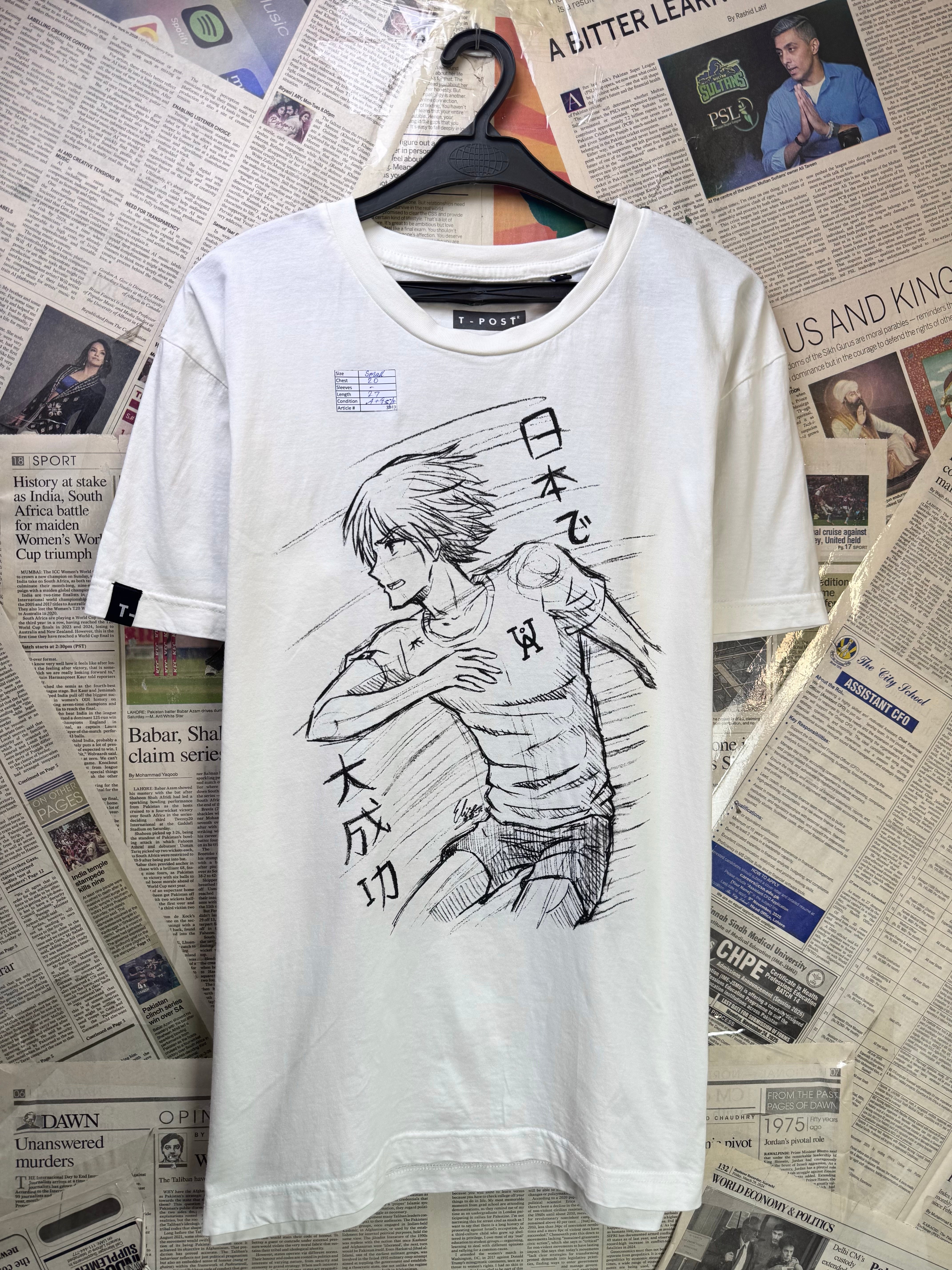 T - Post® Small | Chest: 20" | White with Print | T-Shirt | Cotton | 3849 - Genuine Maal