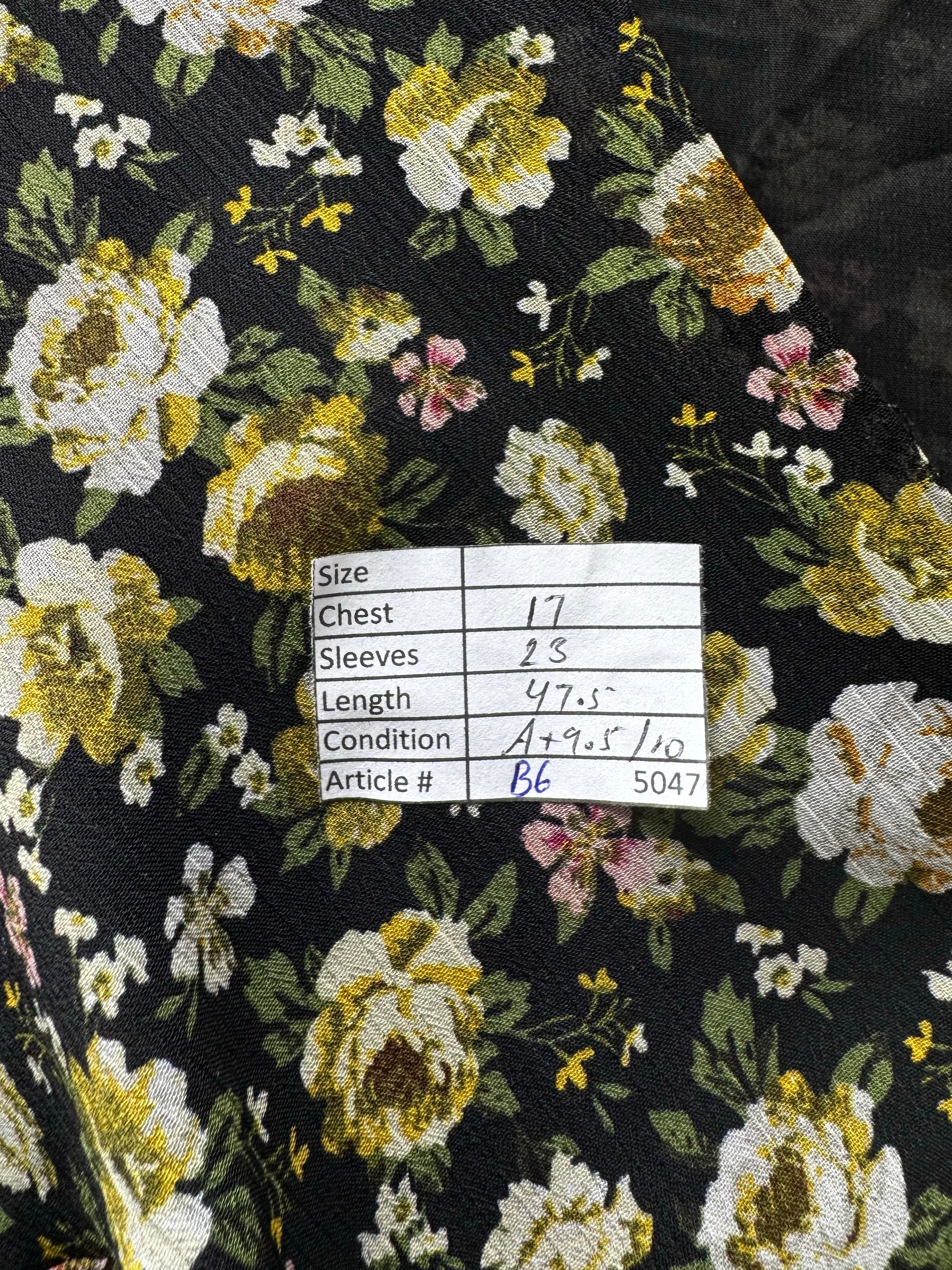 Topshop® XS | Bust: 17" | Floral Solid Black | Maxi Dress | B6 - 5047