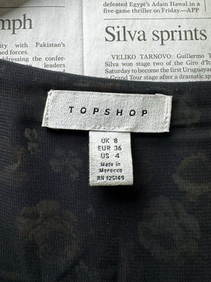 Topshop® XS | Bust: 17" | Floral Solid Black | Maxi Dress | B6 - 5047 - Genuine Maal