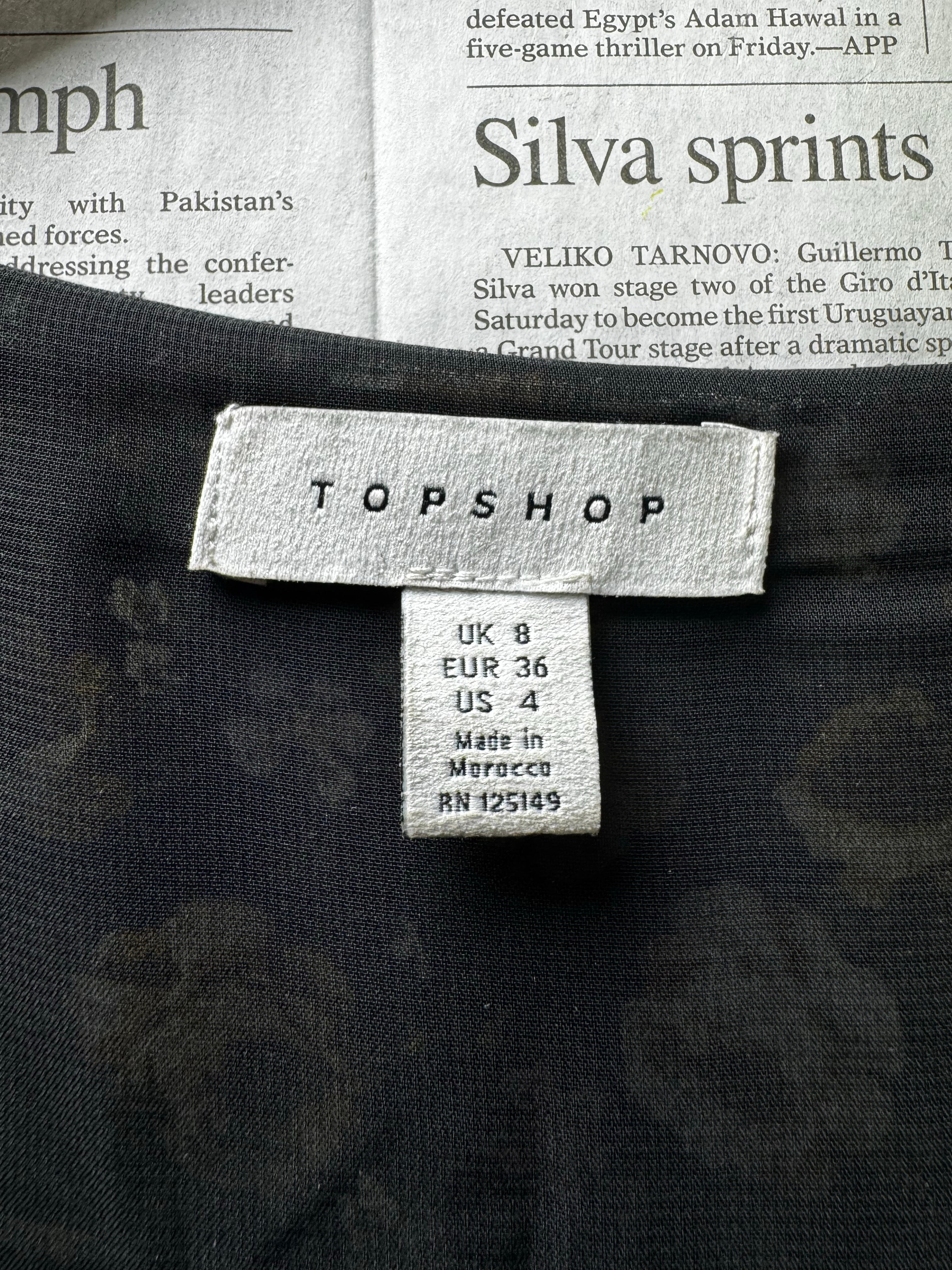 Topshop® XS | Bust: 17" | Floral Solid Black | Maxi Dress | B6 - 5047 - Genuine Maal