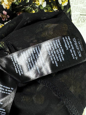 Topshop® XS | Bust: 17" | Floral Solid Black | Maxi Dress | B6 - 5047 - Genuine Maal