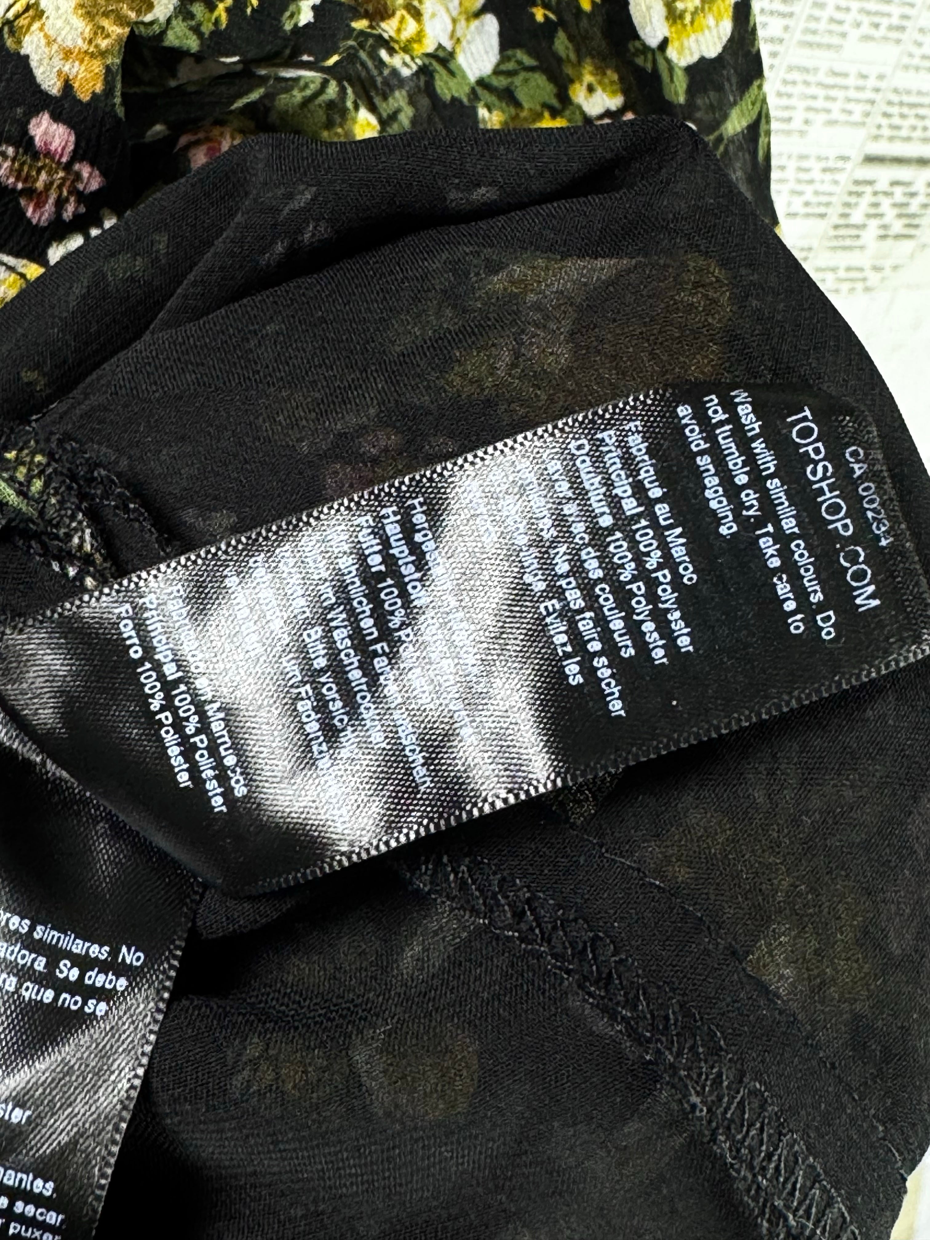 Topshop® XS | Bust: 17" | Floral Solid Black | Maxi Dress | B6 - 5047 - Genuine Maal