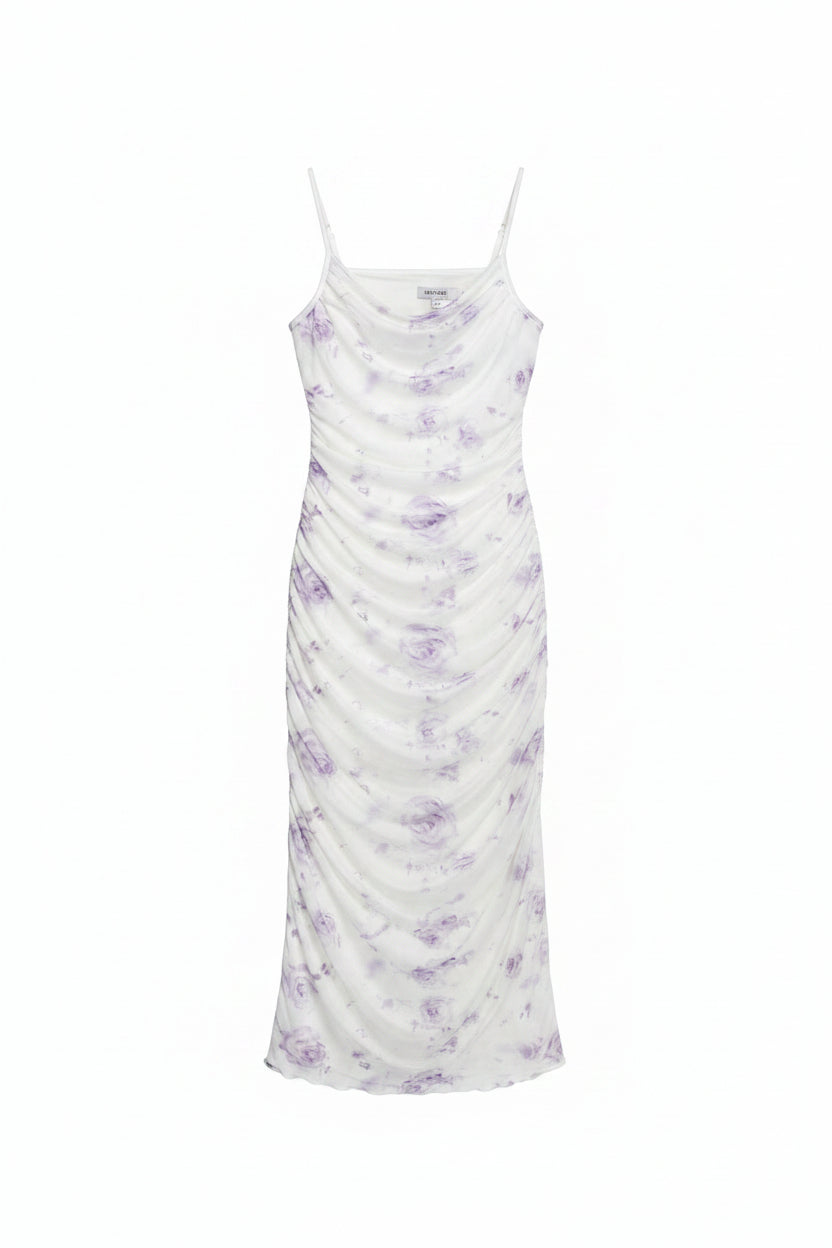 Shein® XS | Bust: 13" | Tie - Dye Pure White | Bodicon Midi Dress | B6 - 5037 - Genuine Maal