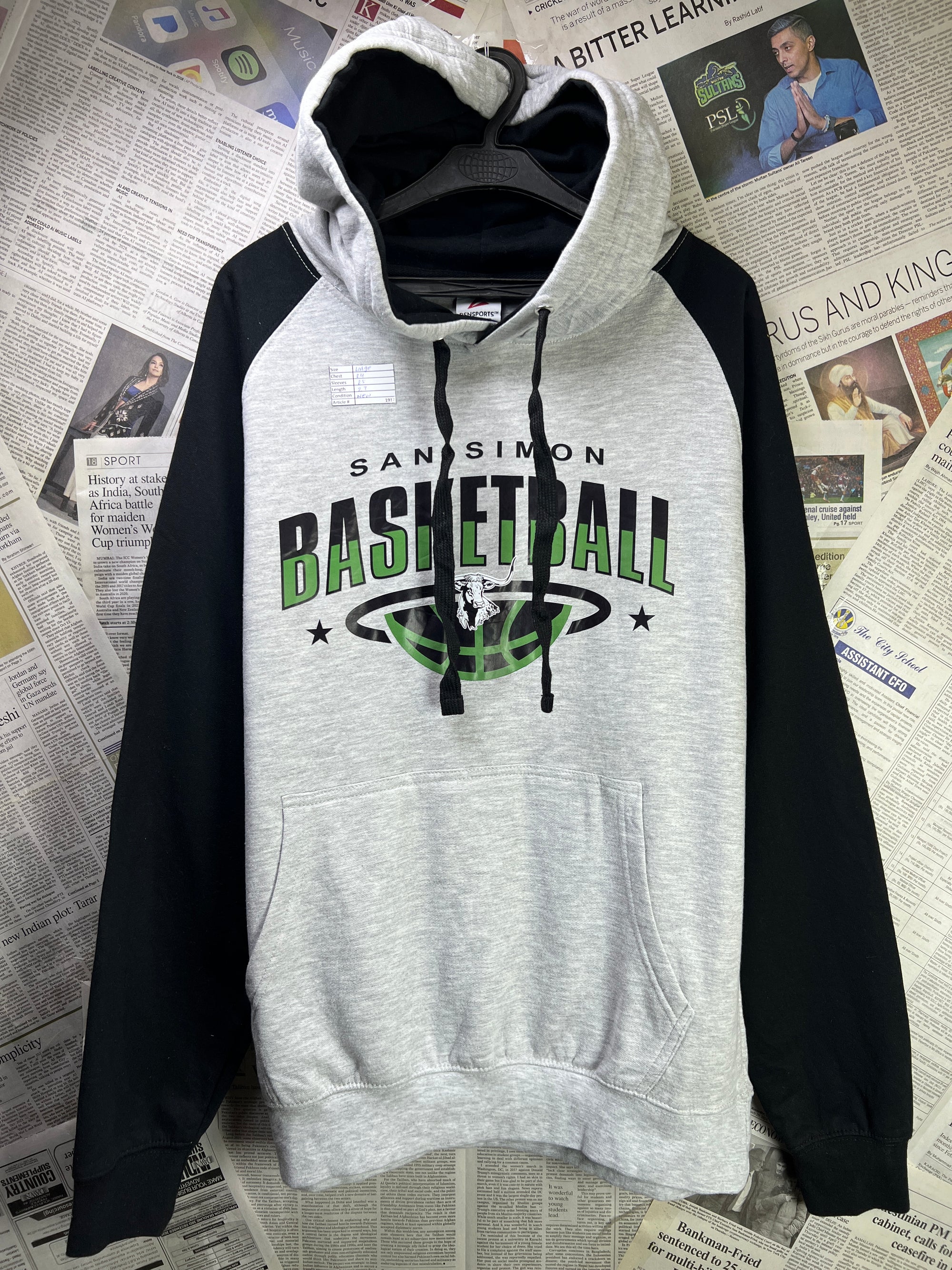 BSNSPORTS® Large | Chest: 24" | Grey | Hoodie | Cotton - Poly | 1917 - Genuine Maal