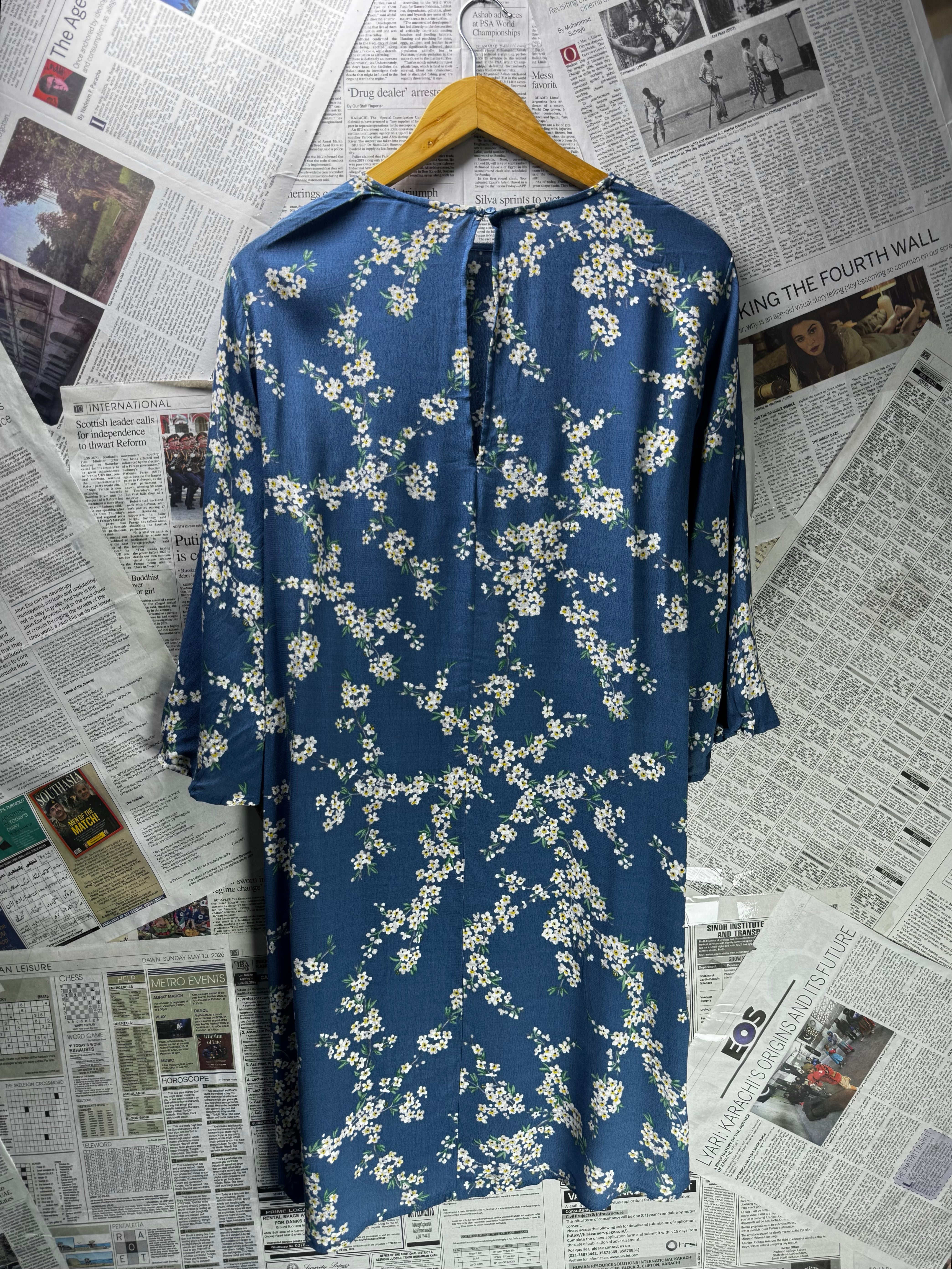 H&M® XL | Bust: 21.5" | Ditsy Floral Slate Blue | Mini Dress | B6 - 5468 - Genuine Maal