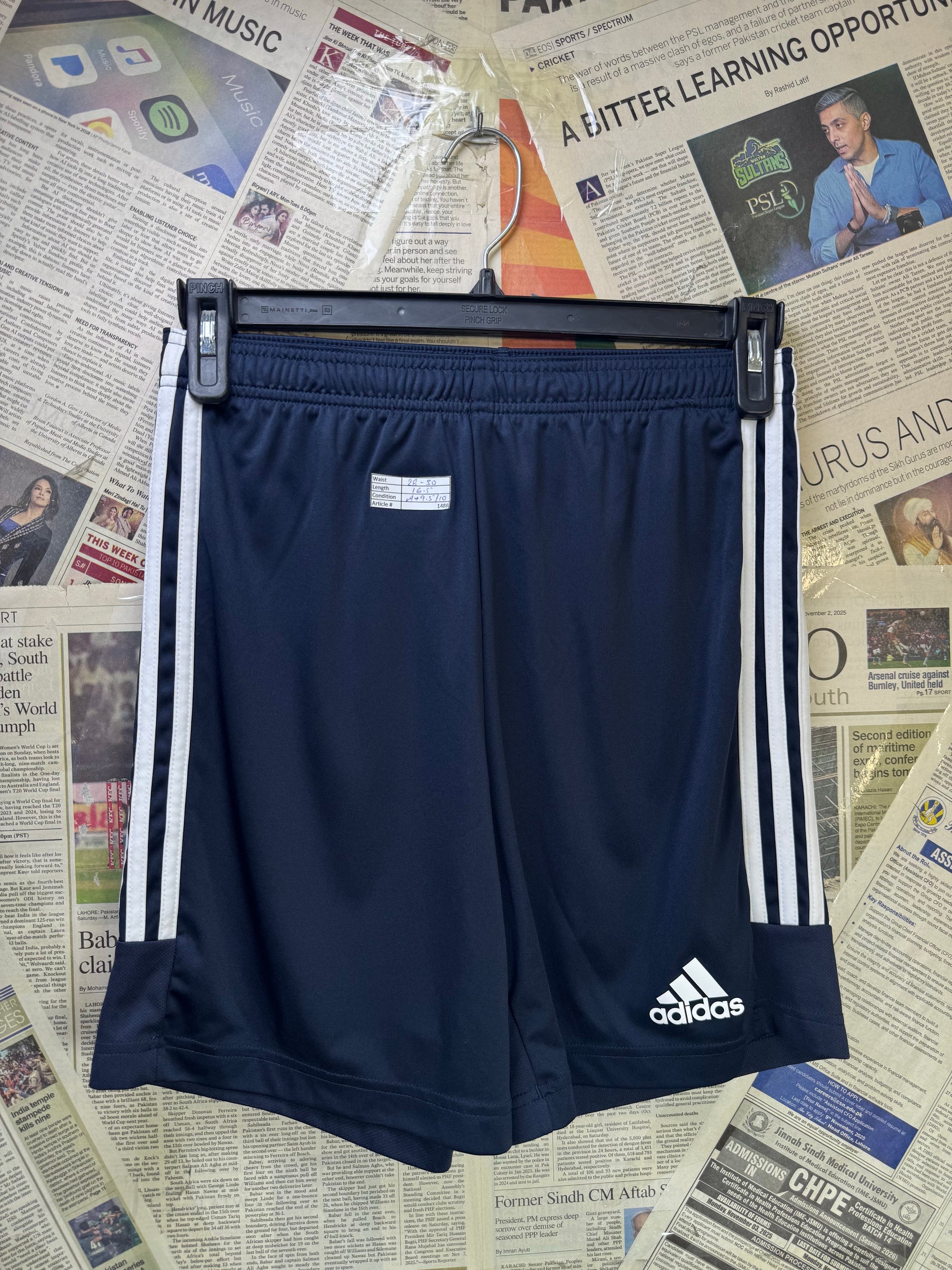 Adid*s® Waist: 28" to 30" | Navy Blue | Sports Shorts | Poly | 1488 - Genuine Maal