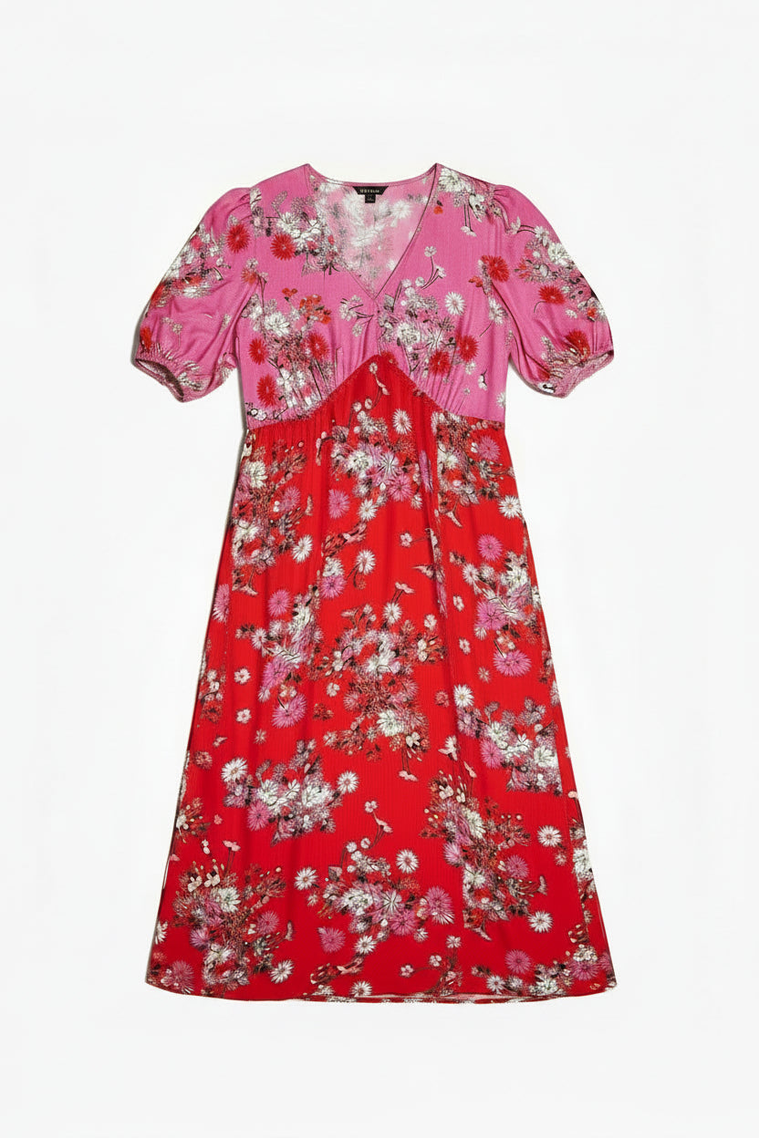 New Look® XL | Bust: 22.5" | Botanical Floral Pink Base | Maxi Dress | B6 - 5209 - Genuine Maal