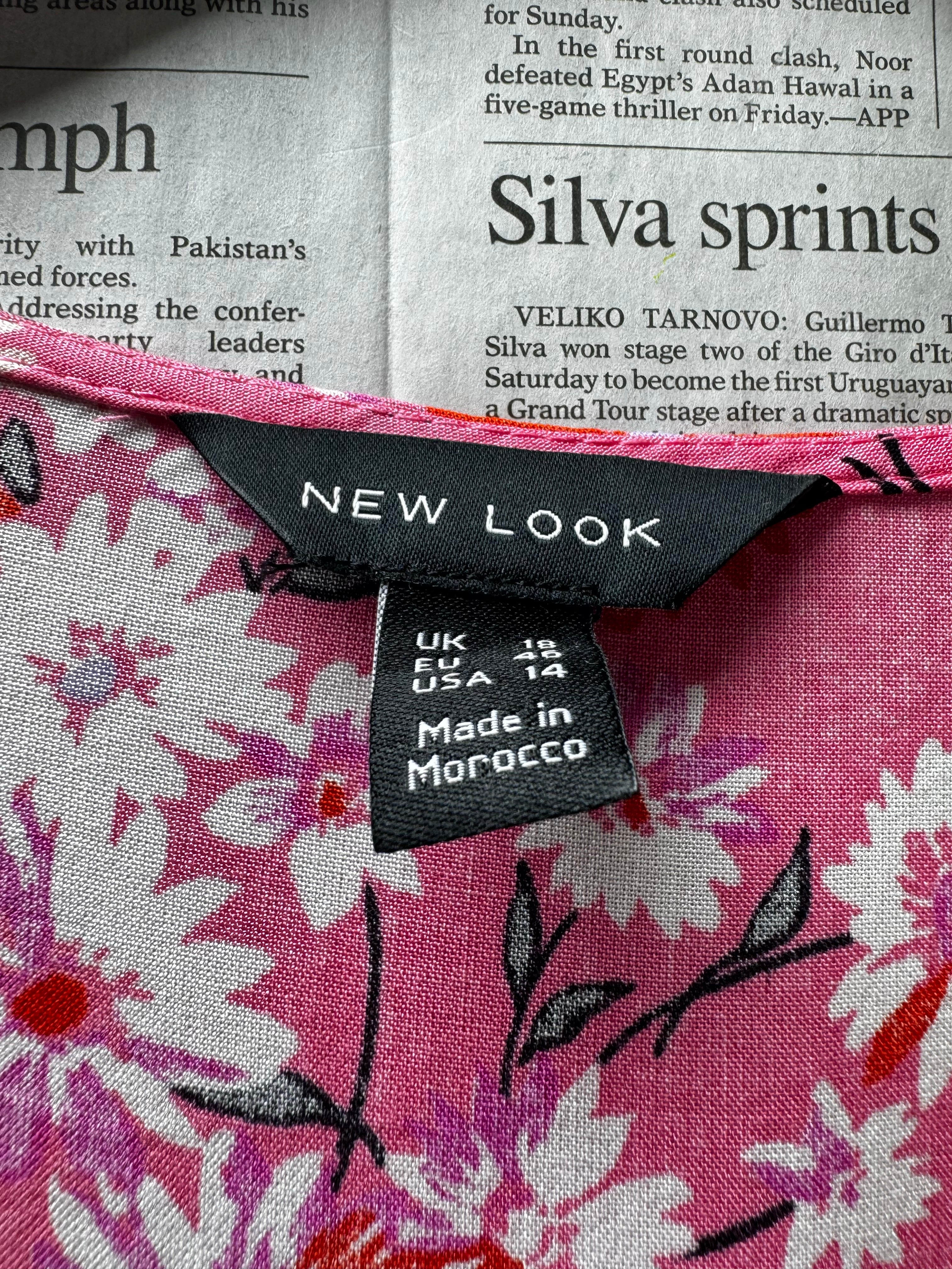 New Look® XL | Bust: 22.5" | Botanical Floral Pink Base | Maxi Dress | B6 - 5209 - Genuine Maal
