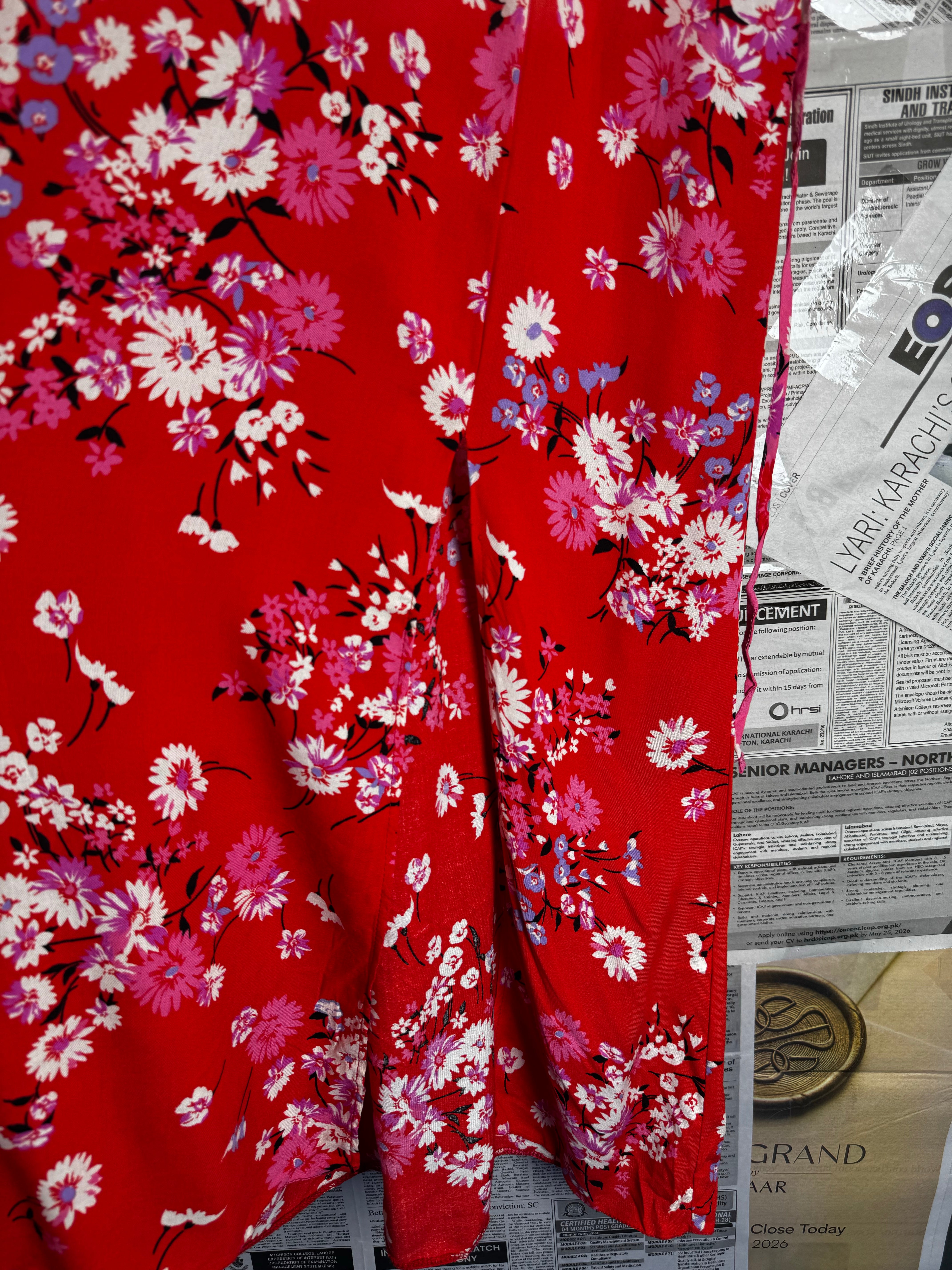 New Look® XL | Bust: 22.5" | Botanical Floral Pink Base | Maxi Dress | B6 - 5209 - Genuine Maal