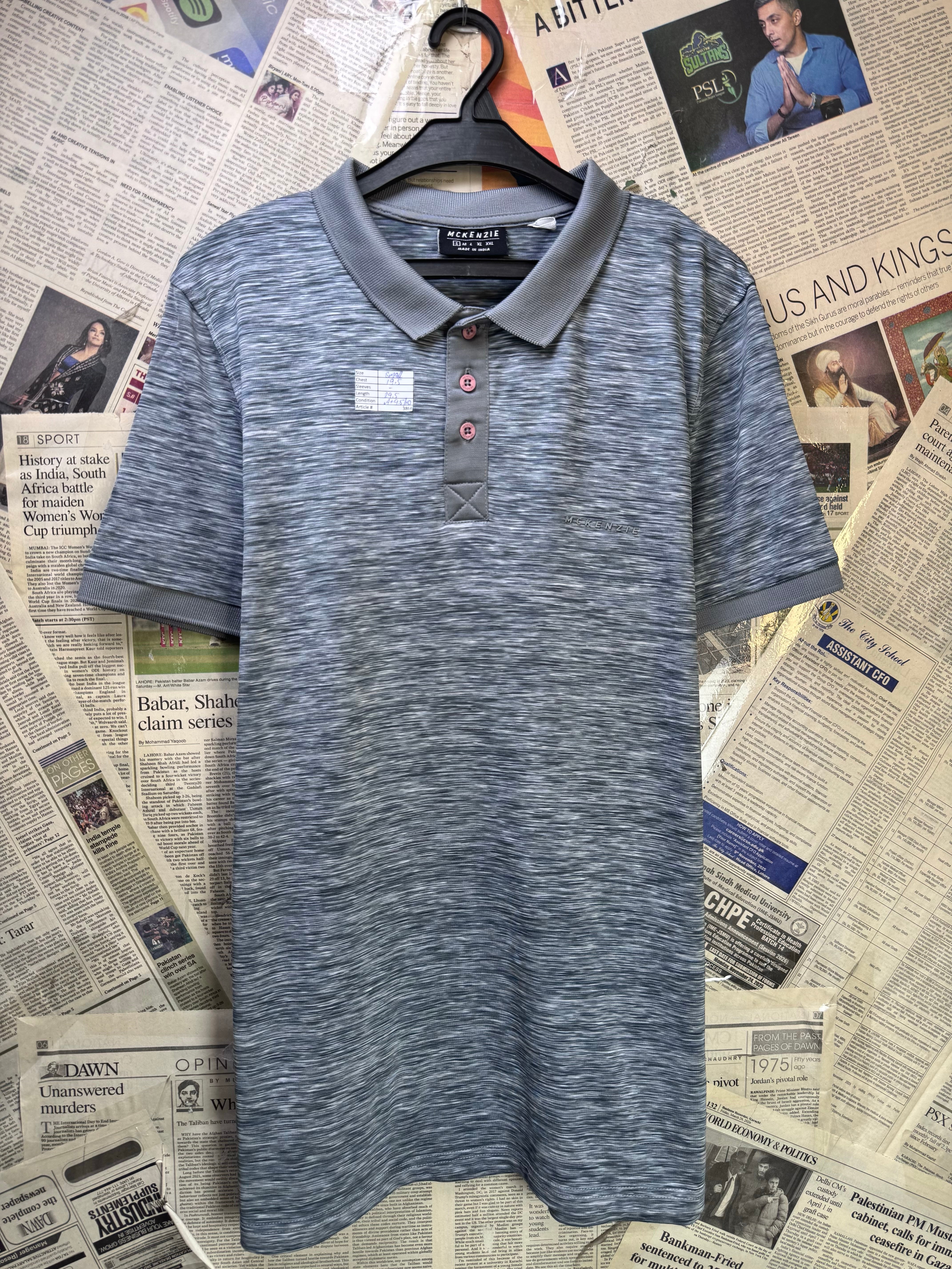 Mckenzie® Small | Chest: 19.5" | Heather Grey | Performace Polo | Poly - Elastane | 3864 - Genuine Maal