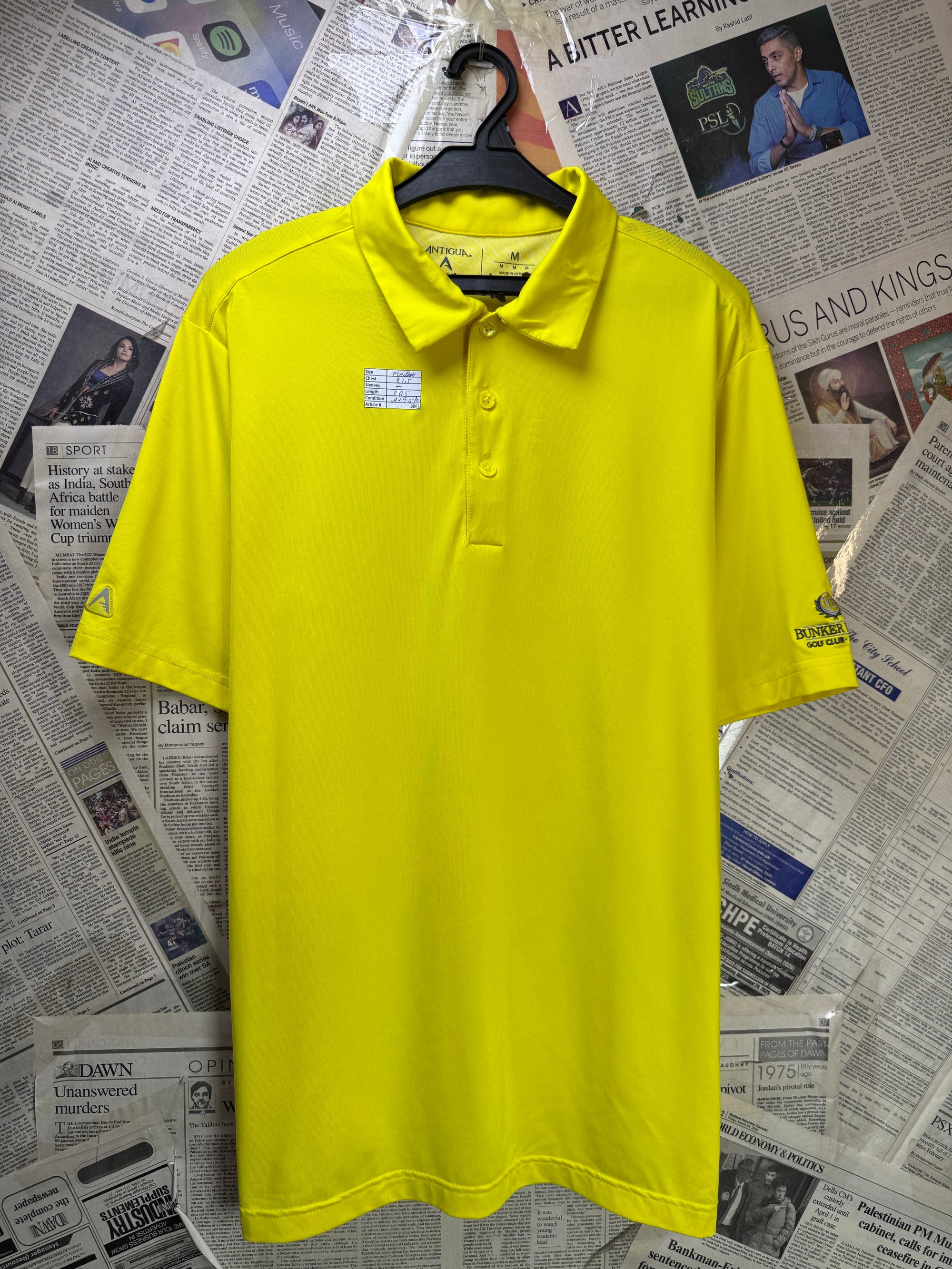 Antigua® Medium | Chest: 21.5" | Yellow | Golf Polo | Poly - Spandex | 3863 - Genuine Maal
