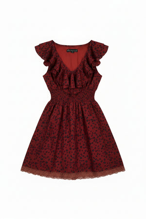 Kela Loves London® XS | Bust: 16" | Cheetah Animal Rust Red | Mini Dress | B6 - 5030 - Genuine Maal