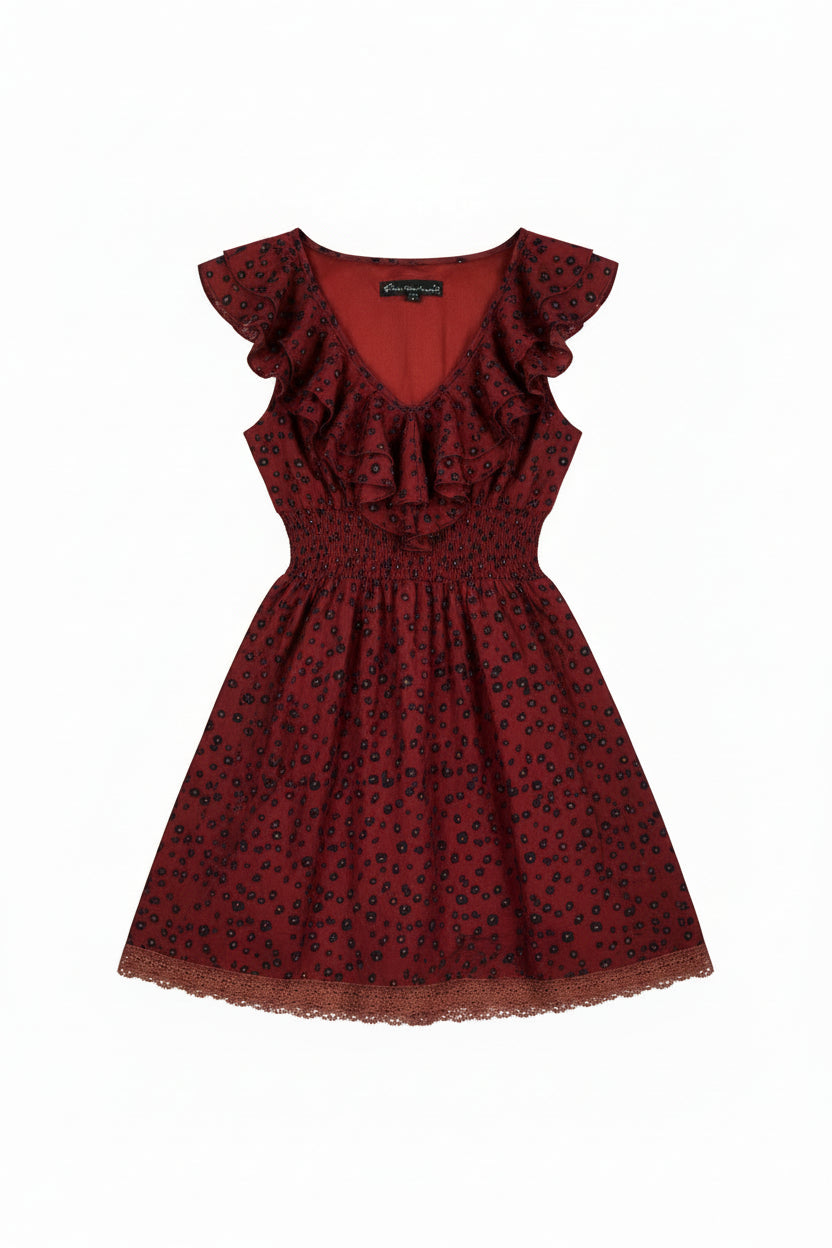 Kela Loves London® XS | Bust: 16" | Cheetah Animal Rust Red | Mini Dress | B6 - 5030 - Genuine Maal