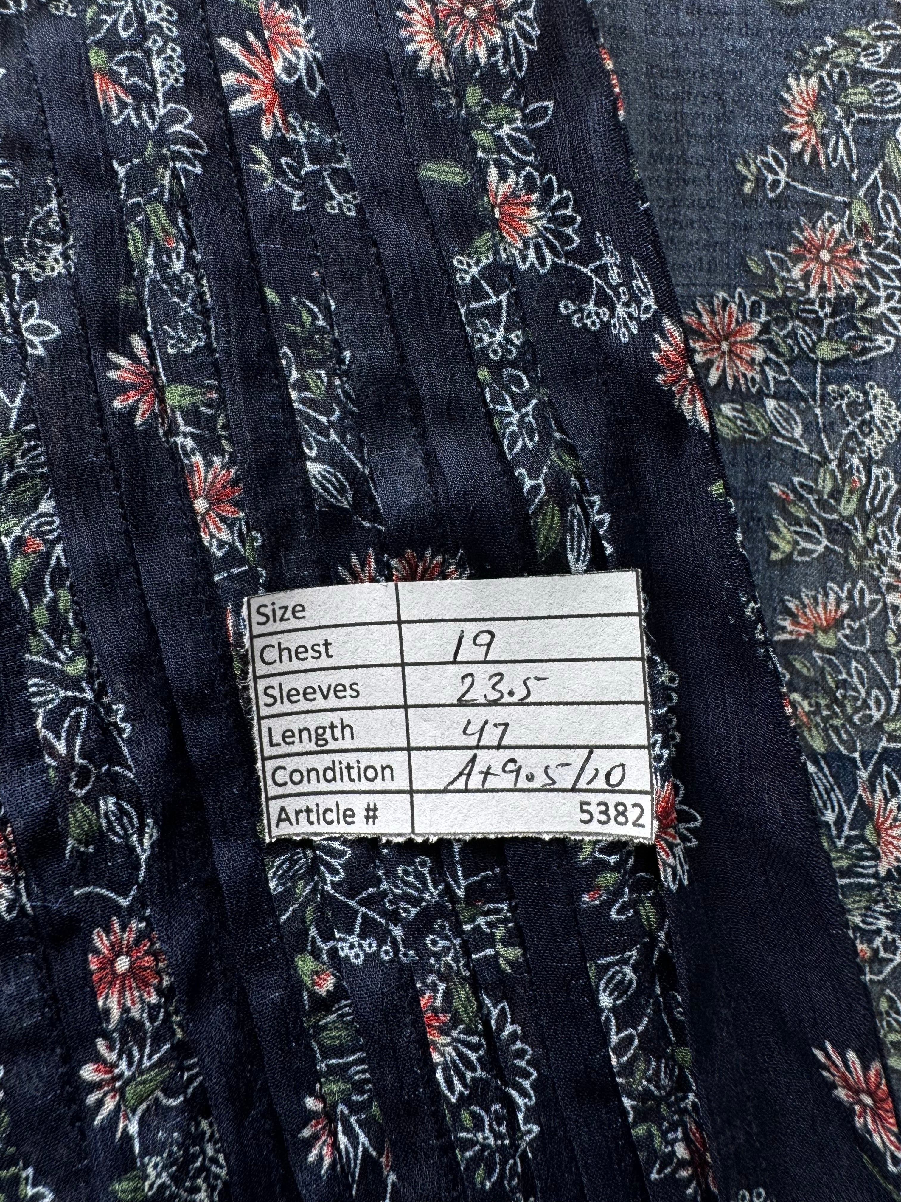 Aab® Medium | Bust: 19" | Dainty Floral Vine Navy Blue | Maxi Dress | B6 - 5382 - Genuine Maal