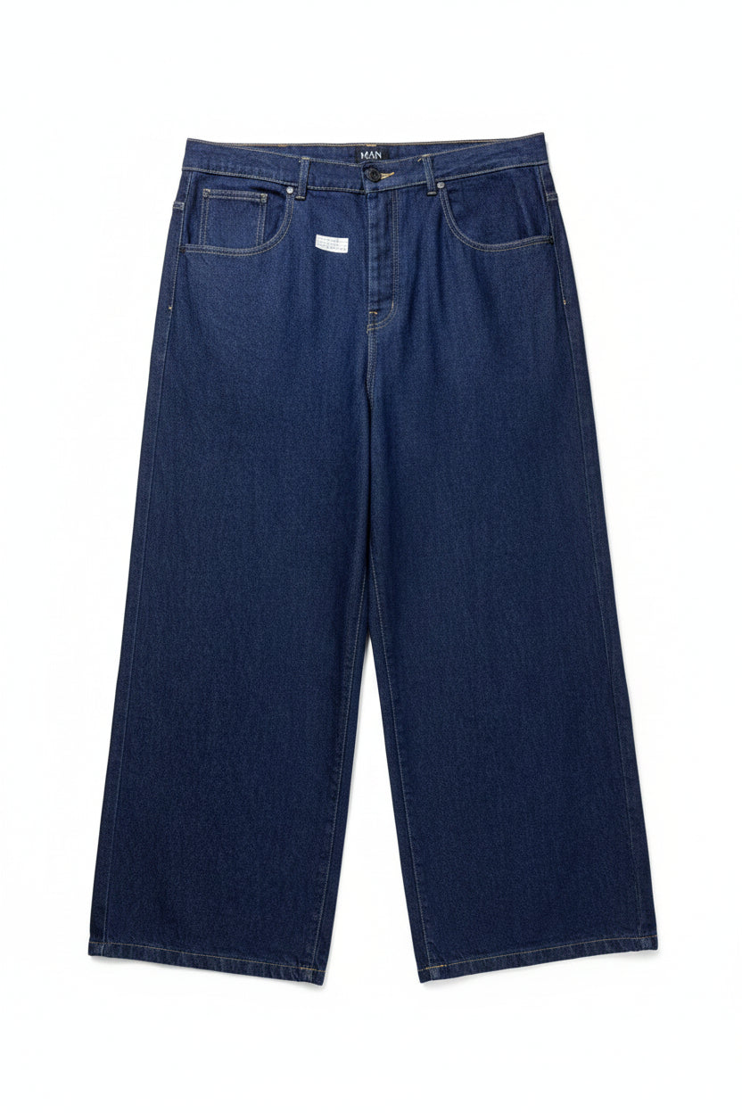 Boohoo® Waist: 36" | Blue | Palazzo Denim Pants | B13 - 6146