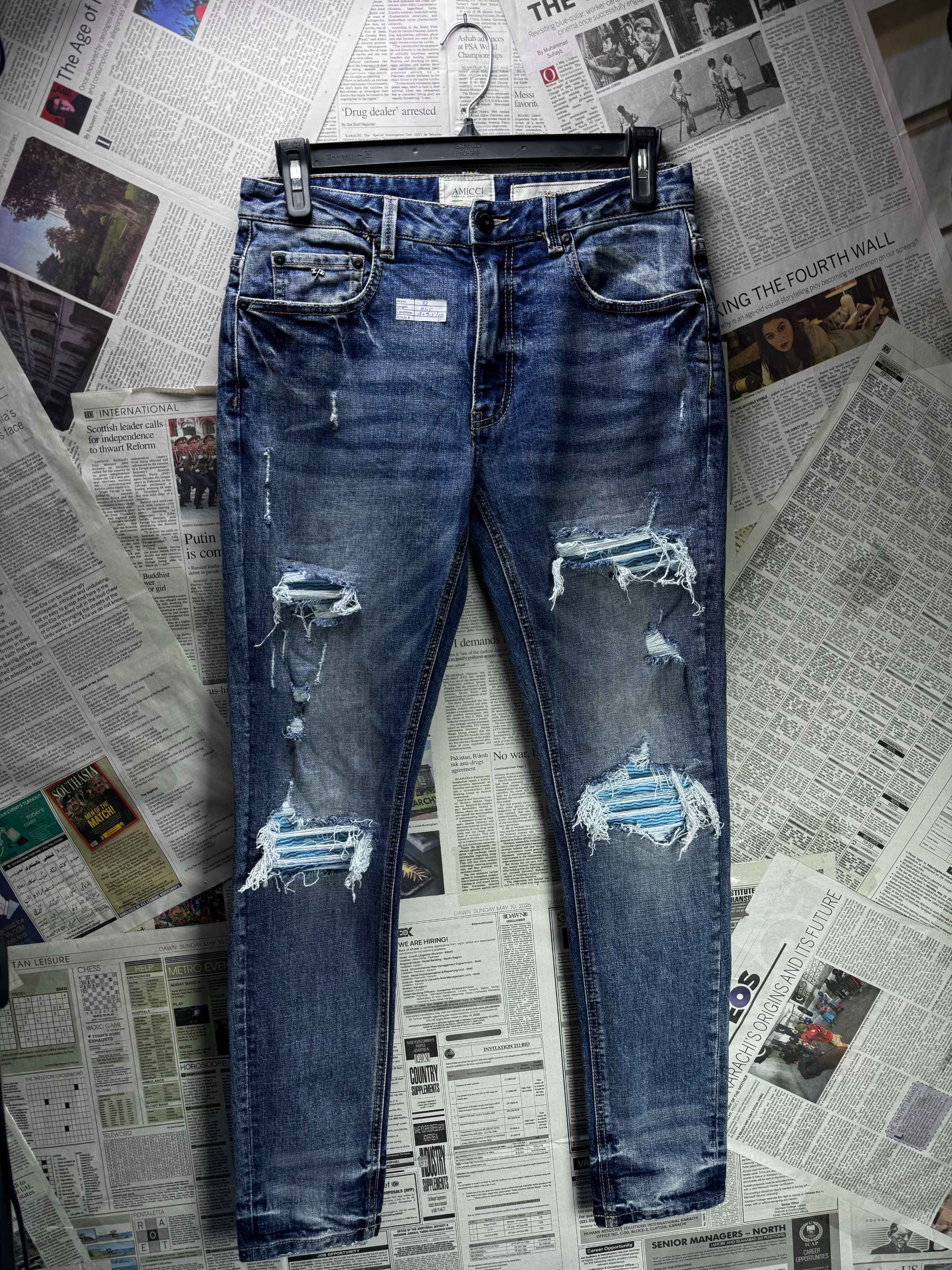 Amicci® Waist: 32" | Blue | Denim Pants | Cotton - Elastane | 2746 - Genuine Maal