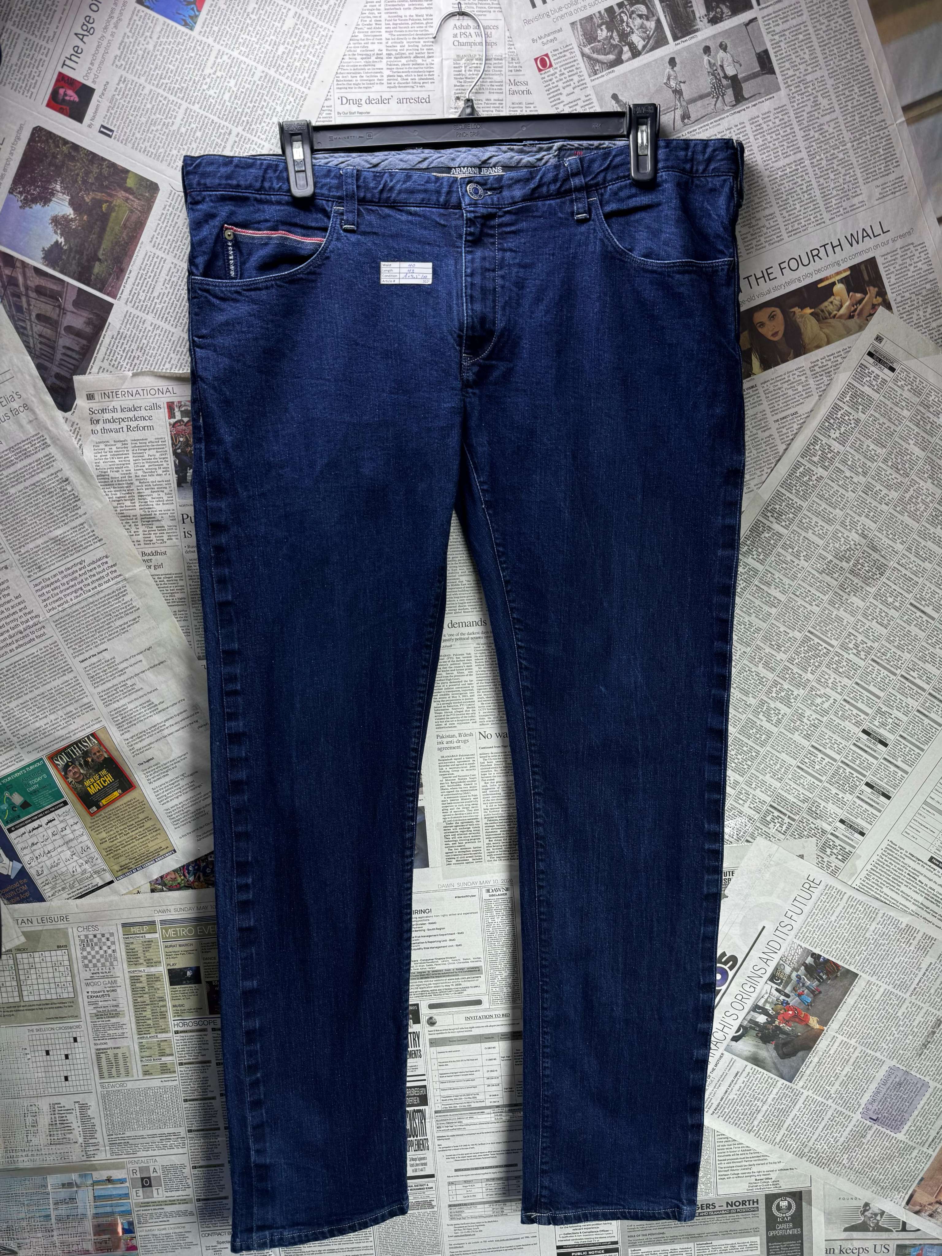 Armani Jeans® Waist: 40" | Blue | Extra Slim Denim Pants | Cotton - Elastane | 3126 - Genuine Maal