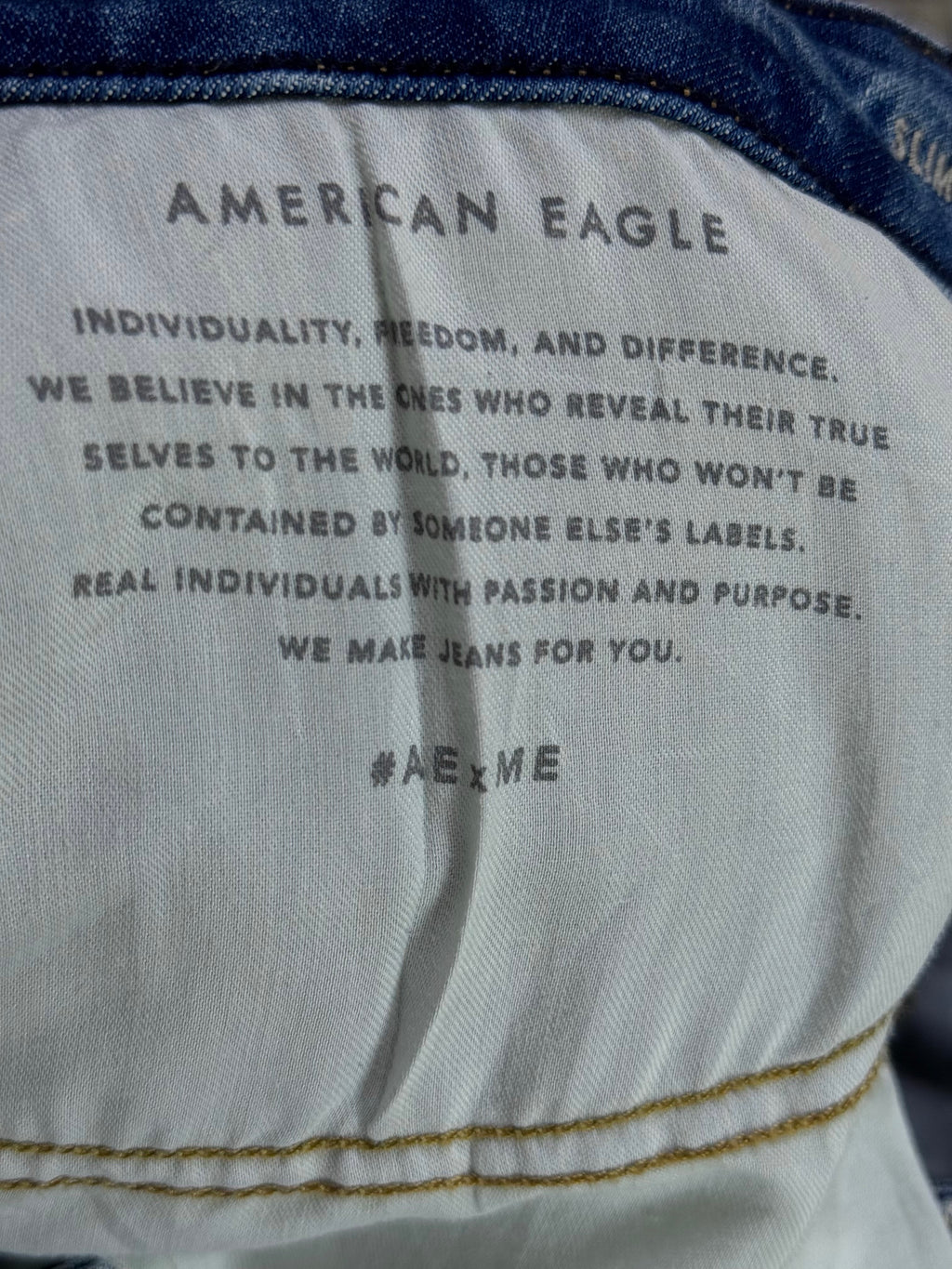 Americ*n Eagle® Waist: 34" | Blue | Slim Fit Denim Pants | Cotton - Poly - Elastane | 1496 - Genuine Maal