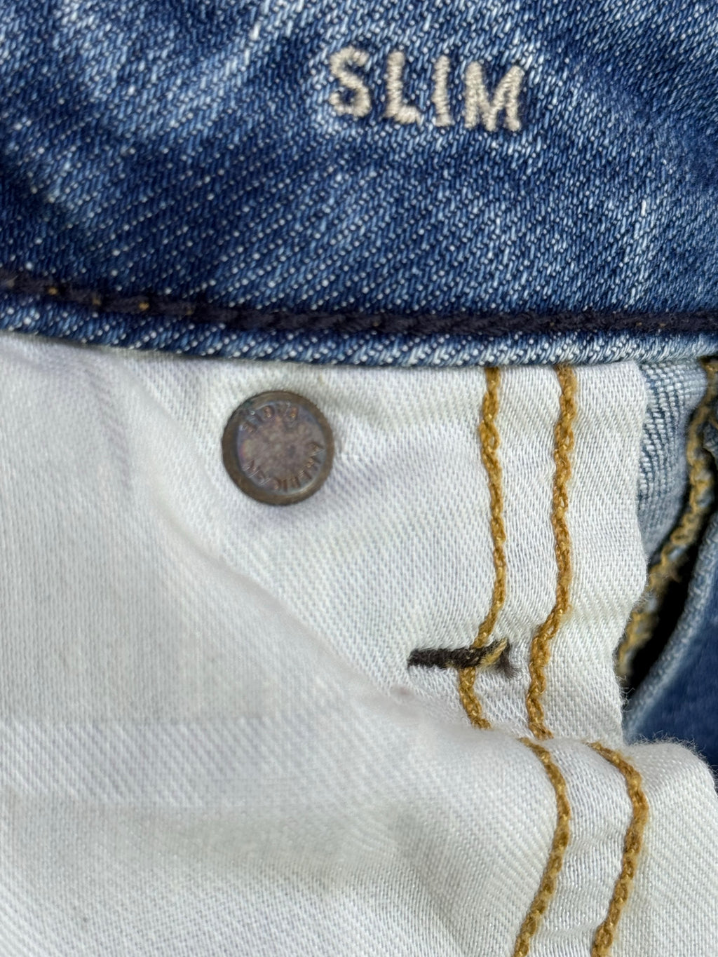 Americ*n Eagle® Waist: 34" | Blue | Slim Fit Denim Pants | Cotton - Poly - Elastane | 1496 - Genuine Maal