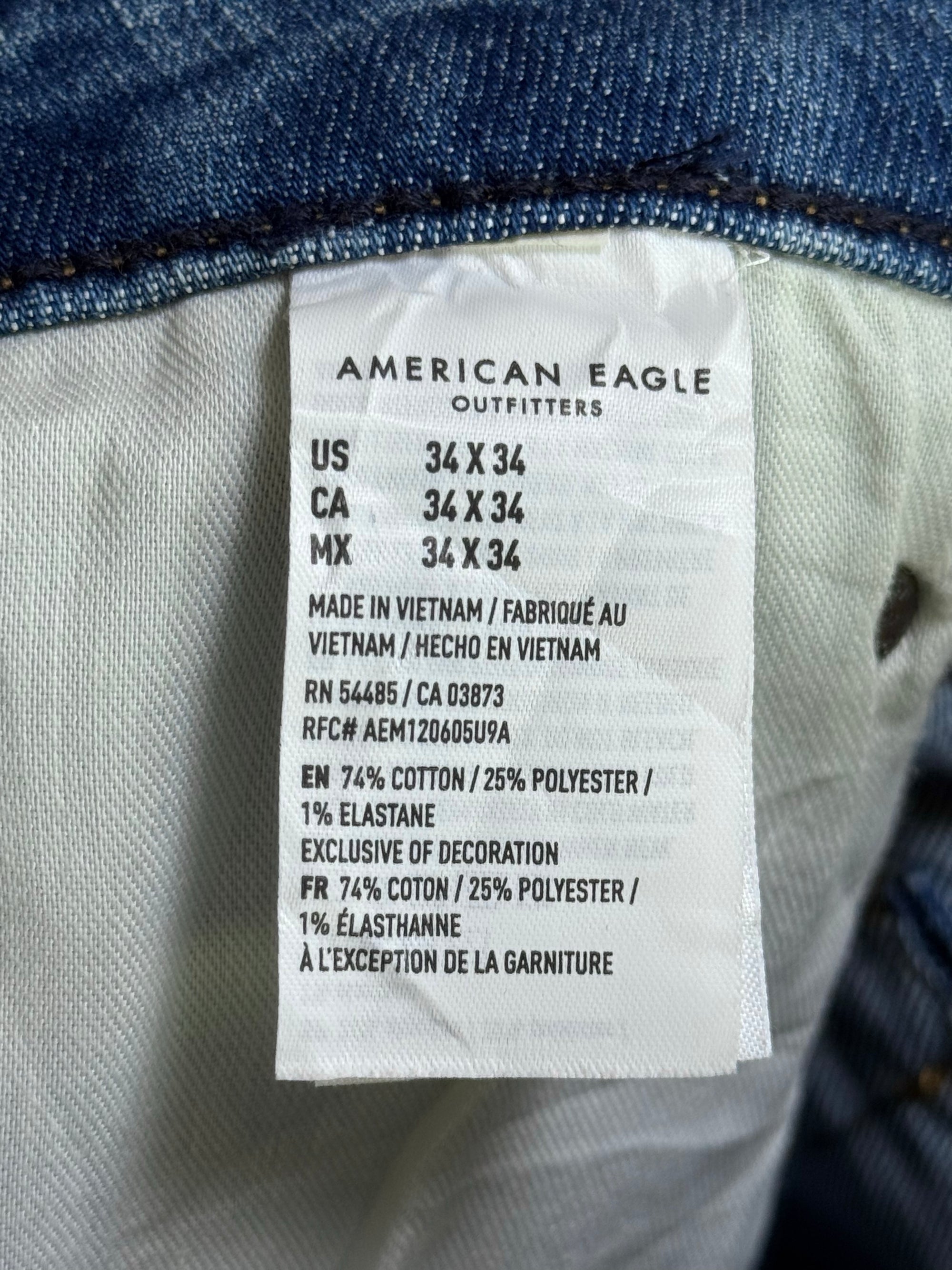 Americ*n Eagle® Waist: 34" | Blue | Slim Fit Denim Pants | Cotton - Poly - Elastane | 1496 - Genuine Maal