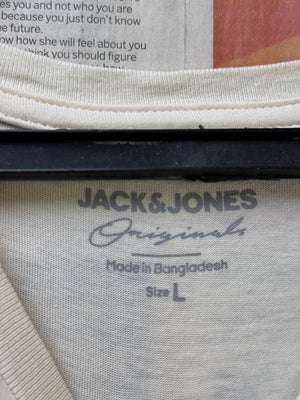 Jack&Jones® Small | Chest: 20.5" | Cream | T-Shirt | Cotton | 3850 - Genuine Maal