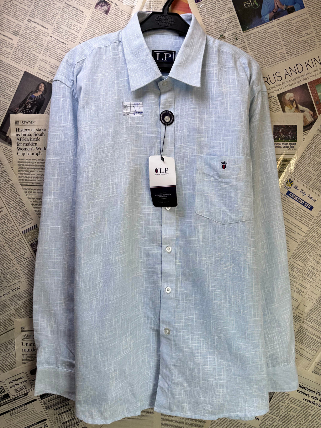 Louis Philippe® L/XL | Chest: 24.5" | Light Blue | Shirt | Cotton | 4064 - Genuine Maal