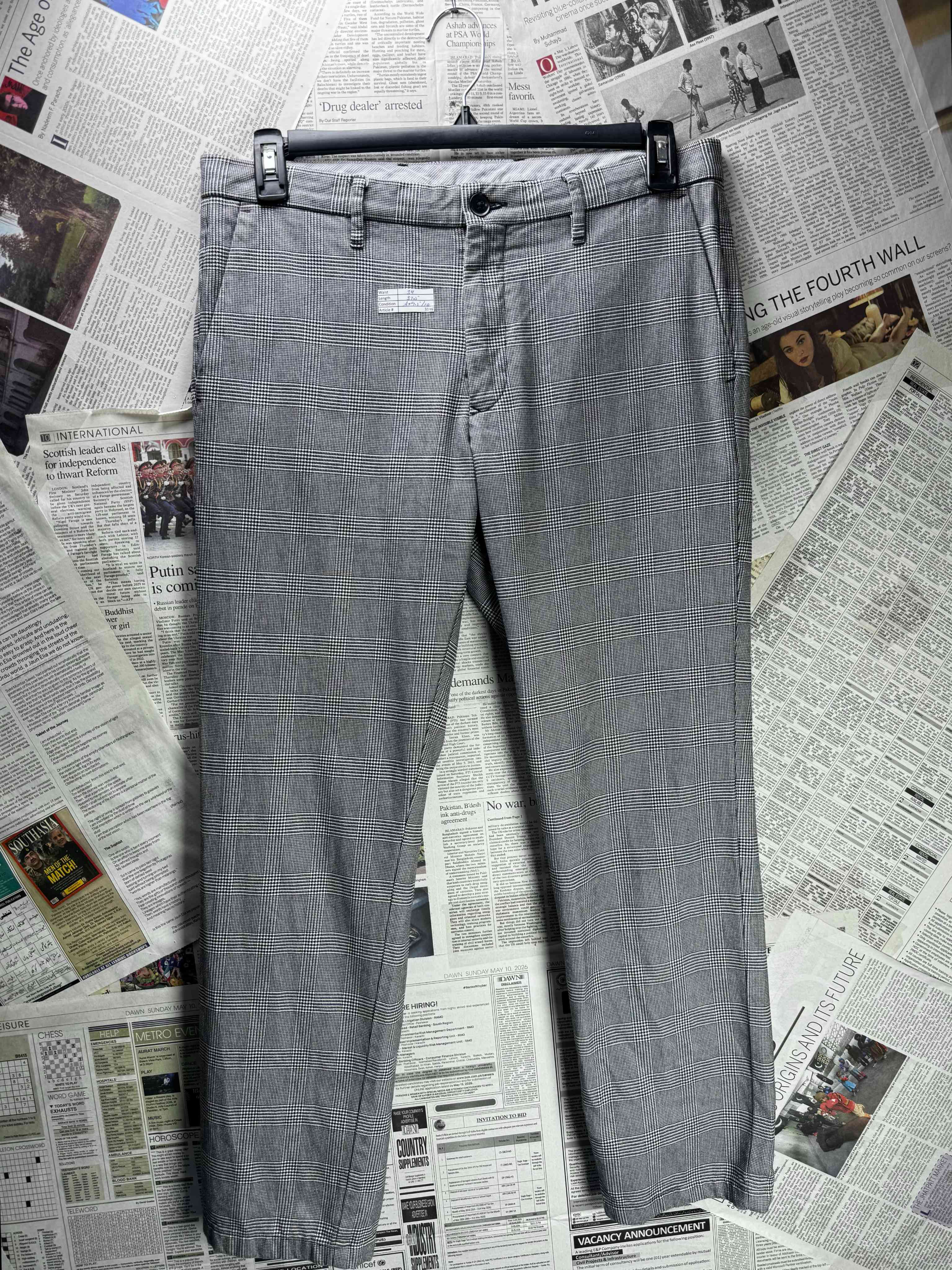 Tommy Hilfig*r® Waist: 34" | Check Grey | Straight Fit Dress Pants | Poly - Viscose - Elastane | 3146 - Genuine Maal