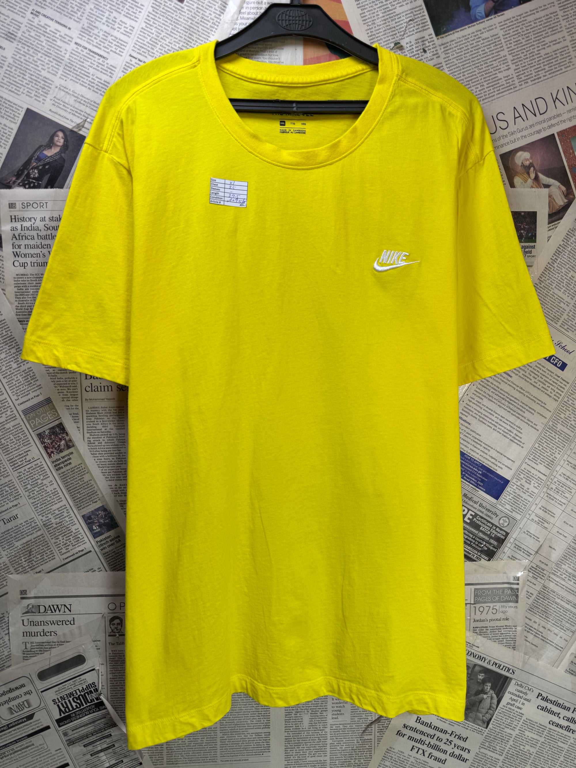 N*ke® XL | Chest: 25" | Yellow | T-Shirt | Cotton | 4067 - Genuine Maal