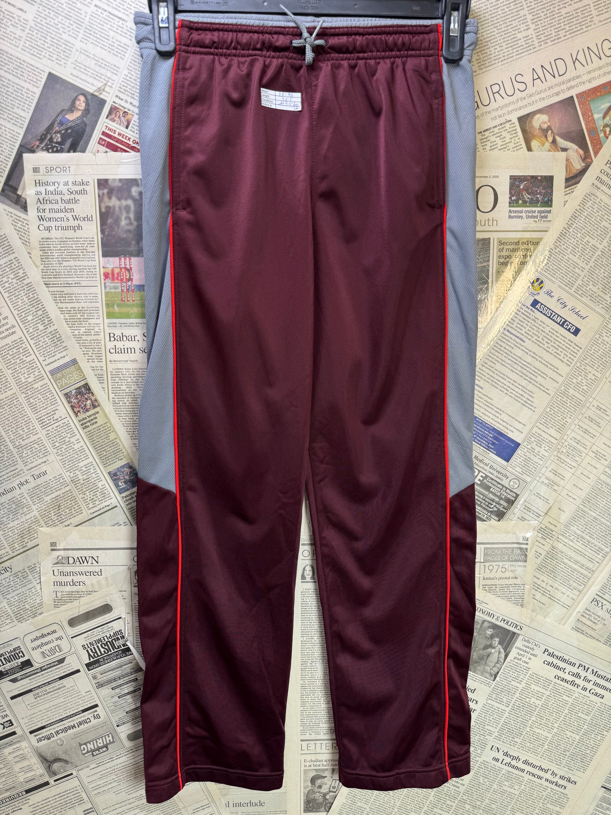 Athletic Works® Waist: 28" to 30" | Maroon | Sports Trousers | Poly | 1493 - Genuine Maal