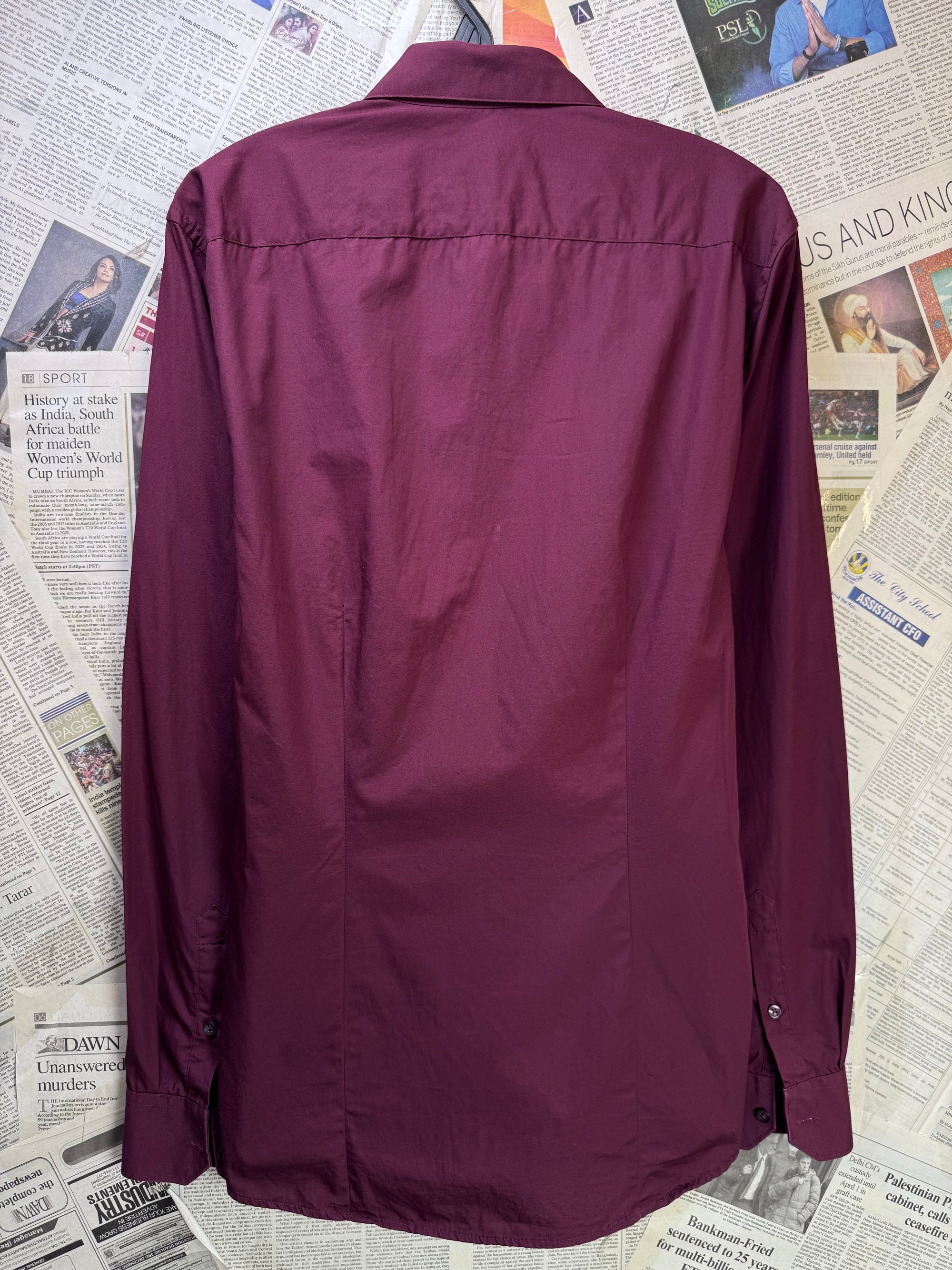 Primark® Small | Chest: 20.5" | Maroon | Shirt | Cotton | 4066 - Genuine Maal