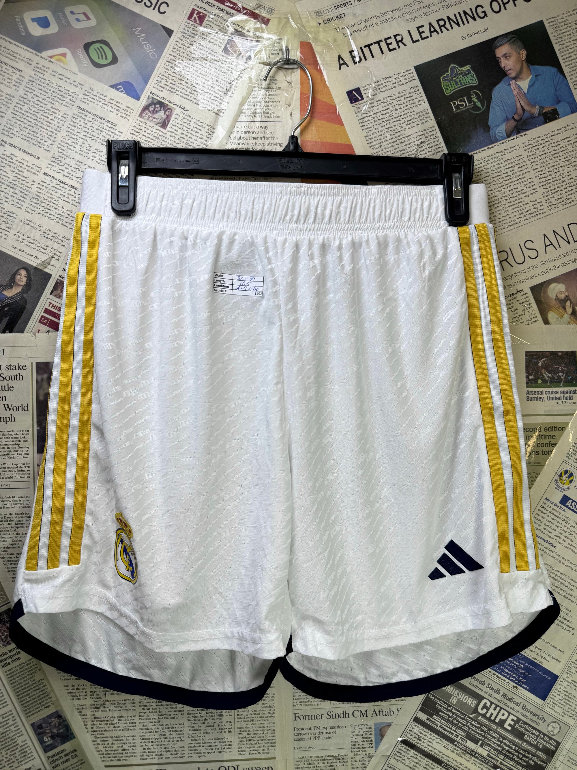 Adid*s® Waist: 32" to 34" | White | Real Mmadrid FC Sports Shorts | Poly | 1492 - Genuine Maal