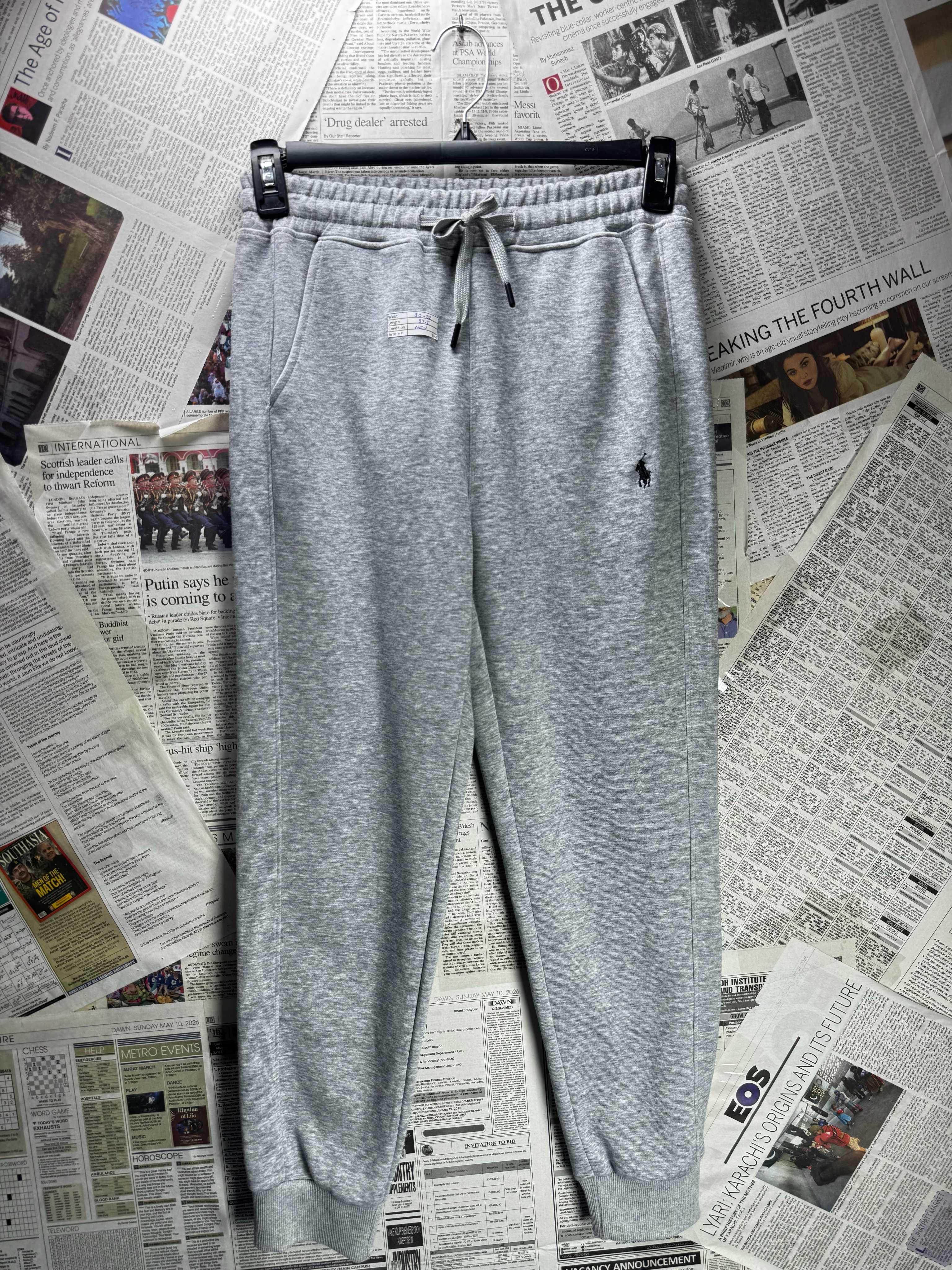 Ralph Lauren® Waist: 30" to 32" | Grey | Slim Fit Inner Fleece Trousers | Poly - Spandex | 3149 - Genuine Maal