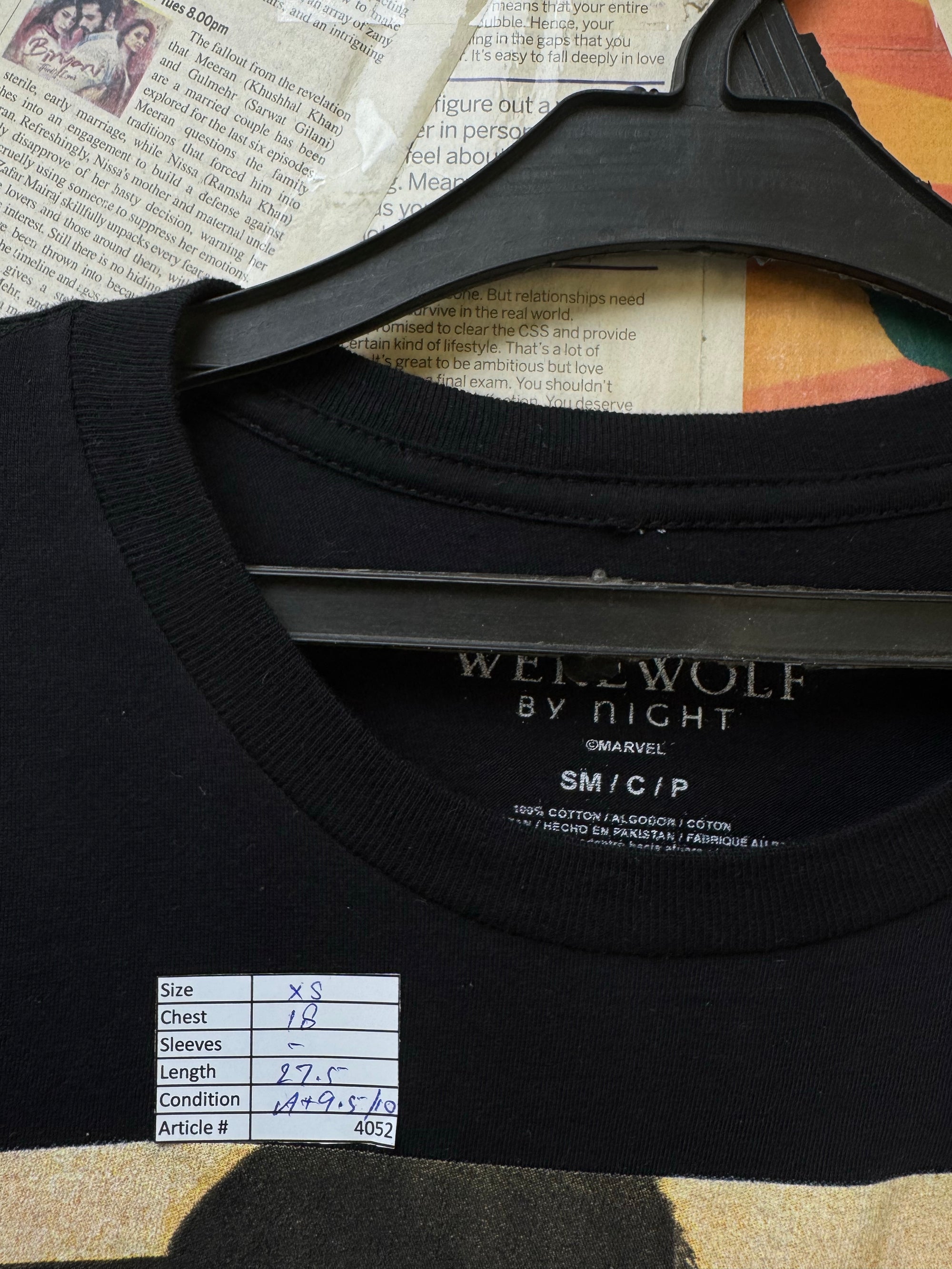 Marvel® XS | Chest: 18" | Black | T-Shirt | Cotton | 4052 - Genuine Maal