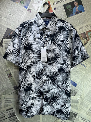 Silver Stone® Medium | Chest: 21.5" | White with Floral Print | Camp Shirt | Cotton - Poly | 4056 - Genuine Maal