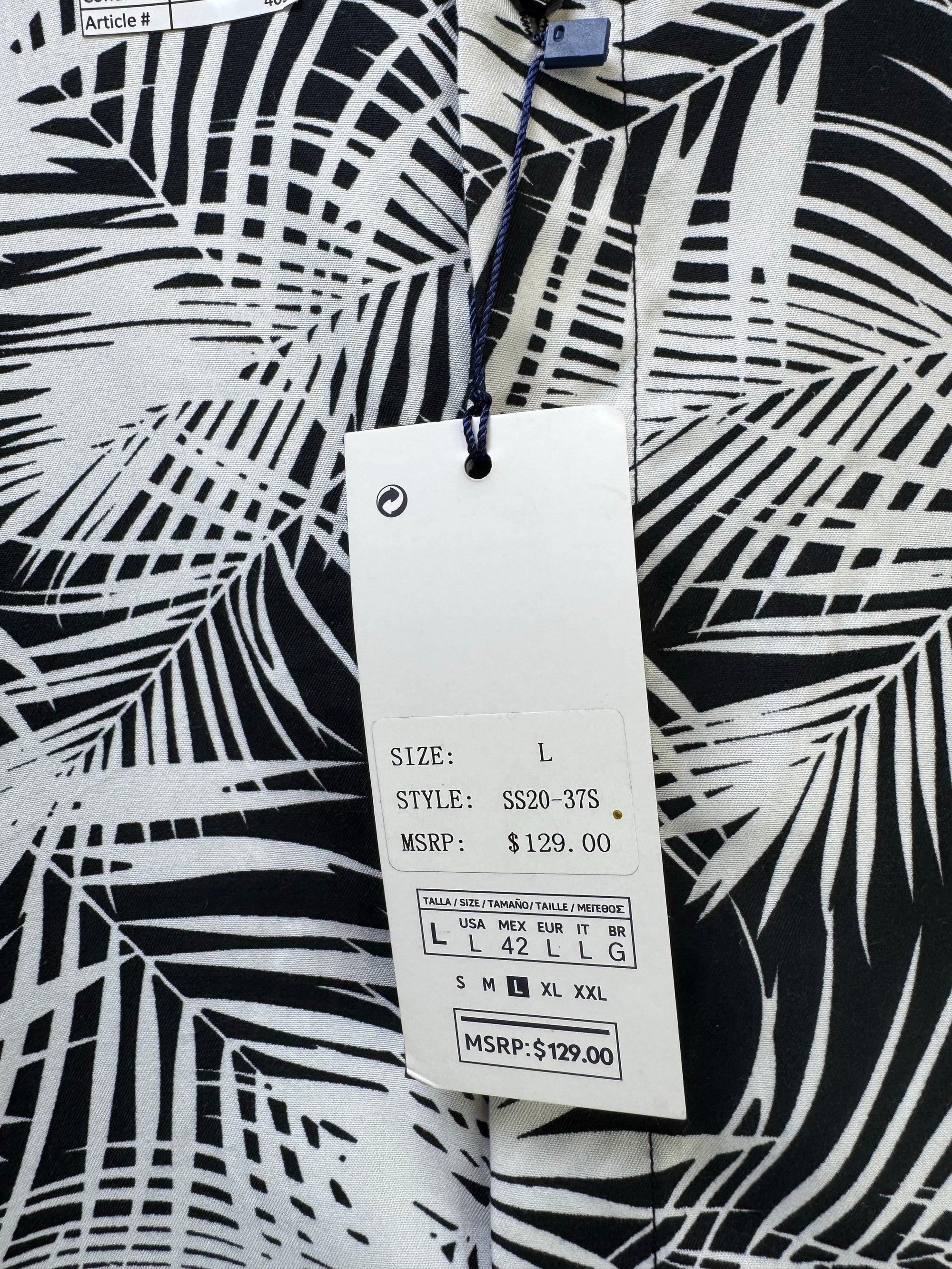 Silver Stone® Medium | Chest: 21.5" | White with Floral Print | Camp Shirt | Cotton - Poly | 4056 - Genuine Maal