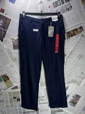 Denim Co.® Waist: 30" | Blue | Slim Chino Pant | Linen | 1104 - Genuine Maal