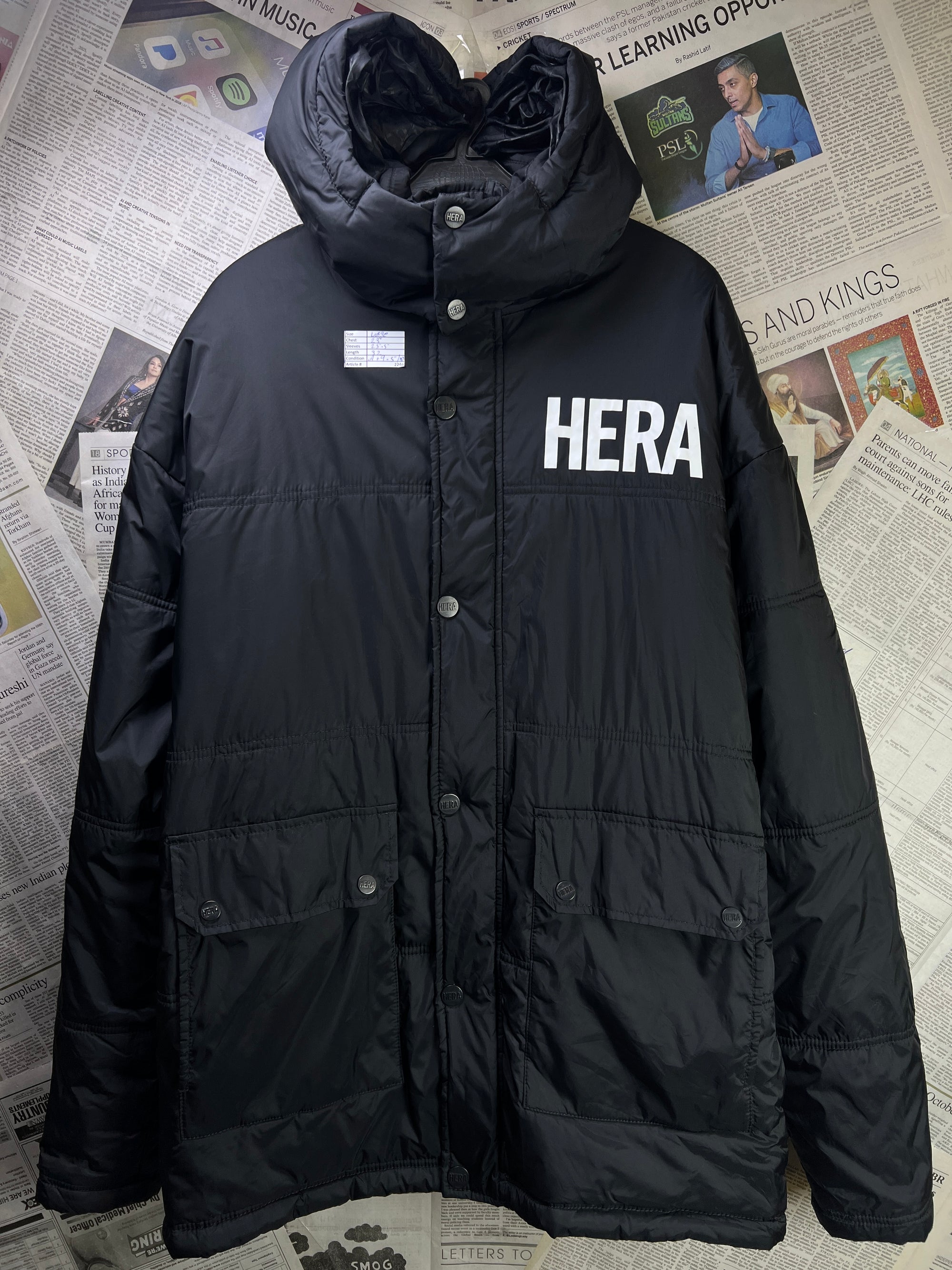 Hera® Large | Chest: 23" | Black | Puffer Jacket with Hoodie | Nylon | 2246 - Genuine Maal