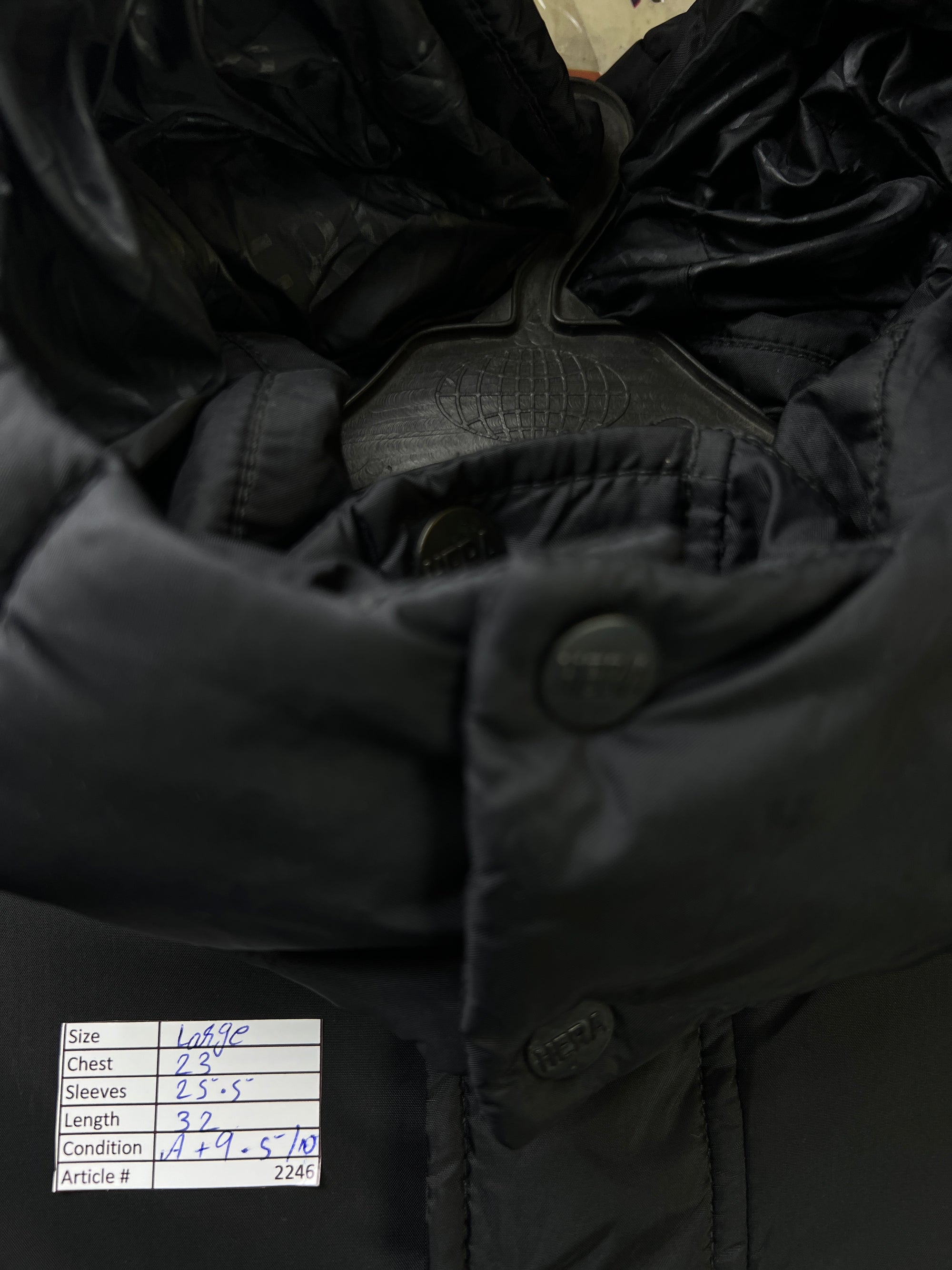 Hera® Large | Chest: 23" | Black | Puffer Jacket with Hoodie | Nylon | 2246 - Genuine Maal