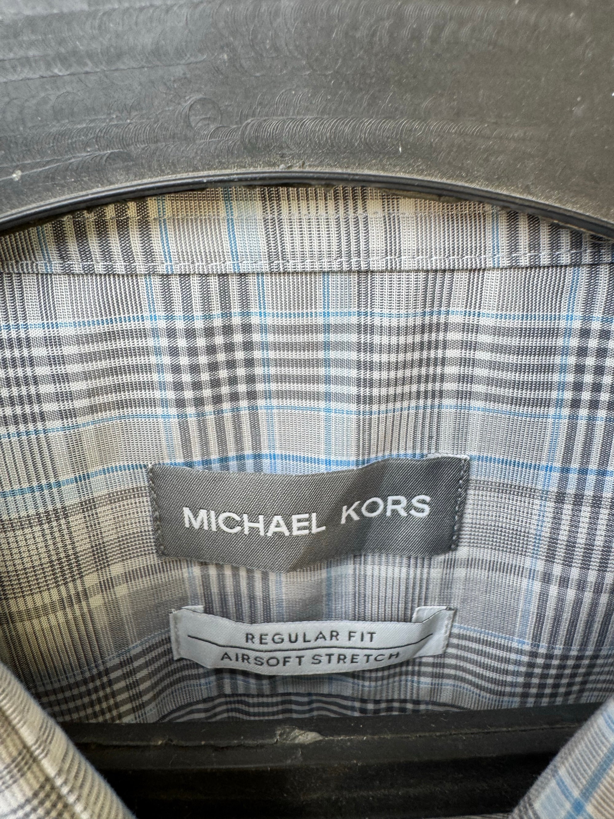 Michael Kors® L/XL | Chest: 24.5" | Grey Plaid | Shirt | Cotton - Elastane | 4058 - Genuine Maal