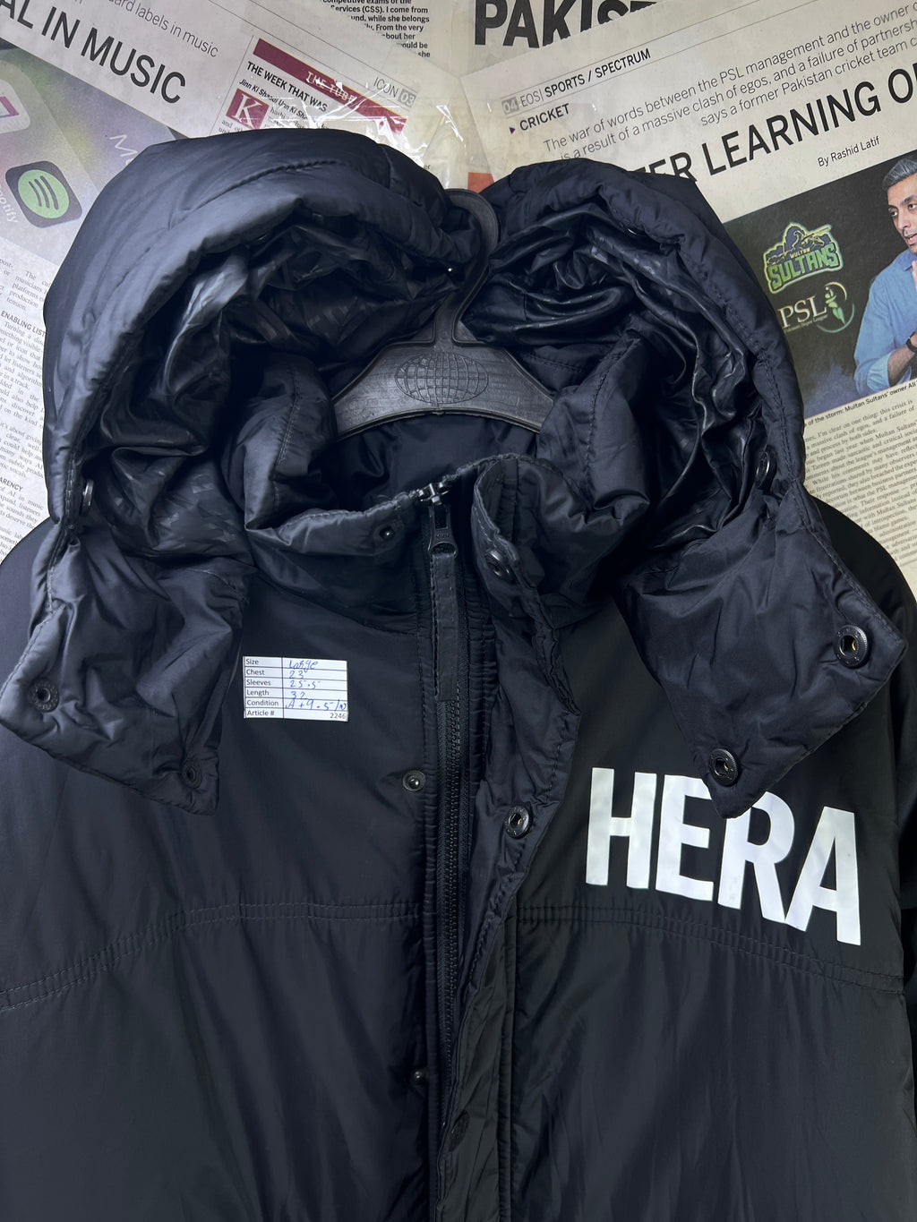 Hera® Large | Chest: 23" | Black | Puffer Jacket with Hoodie | Nylon | 2246 - Genuine Maal