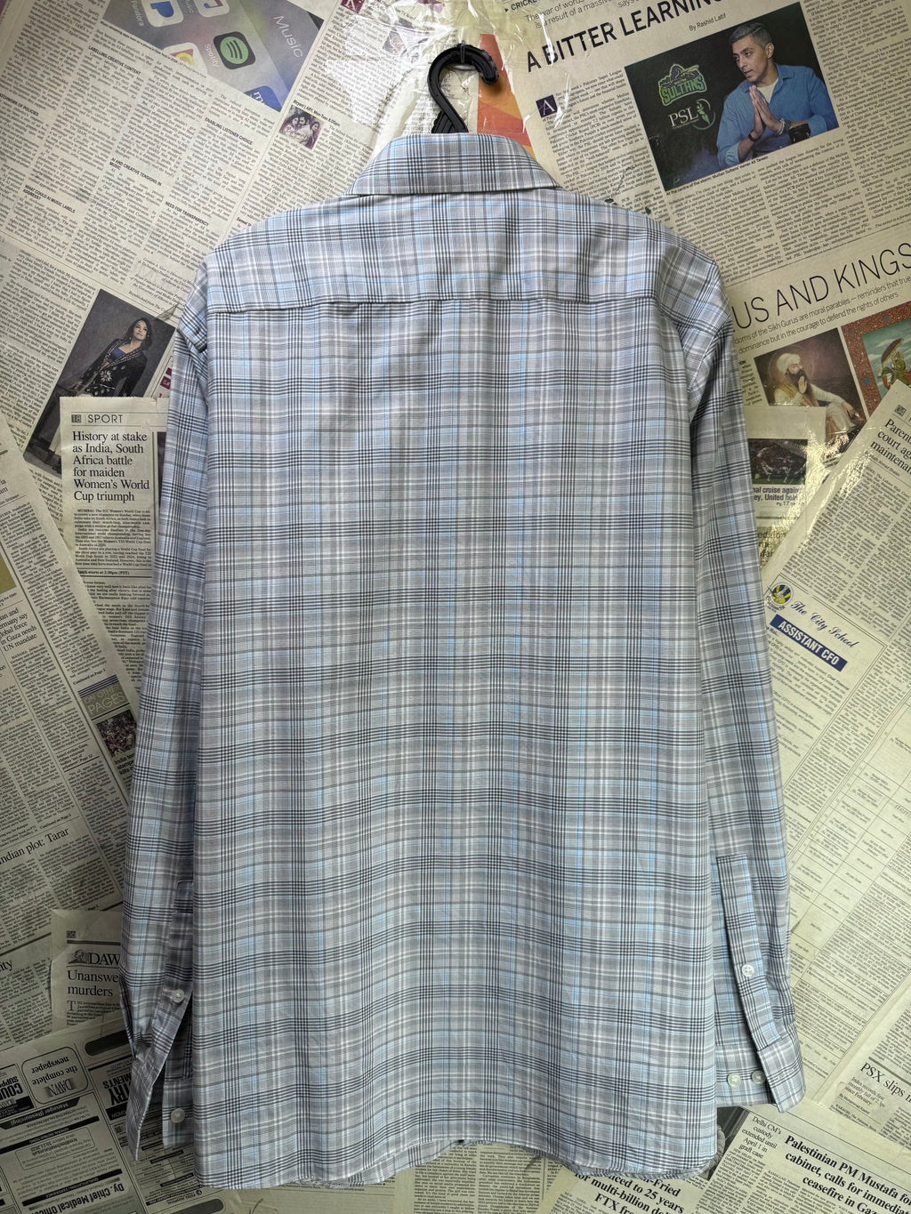 Michael Kors® L/XL | Chest: 24.5" | Grey Plaid | Shirt | Cotton - Elastane | 4058 - Genuine Maal