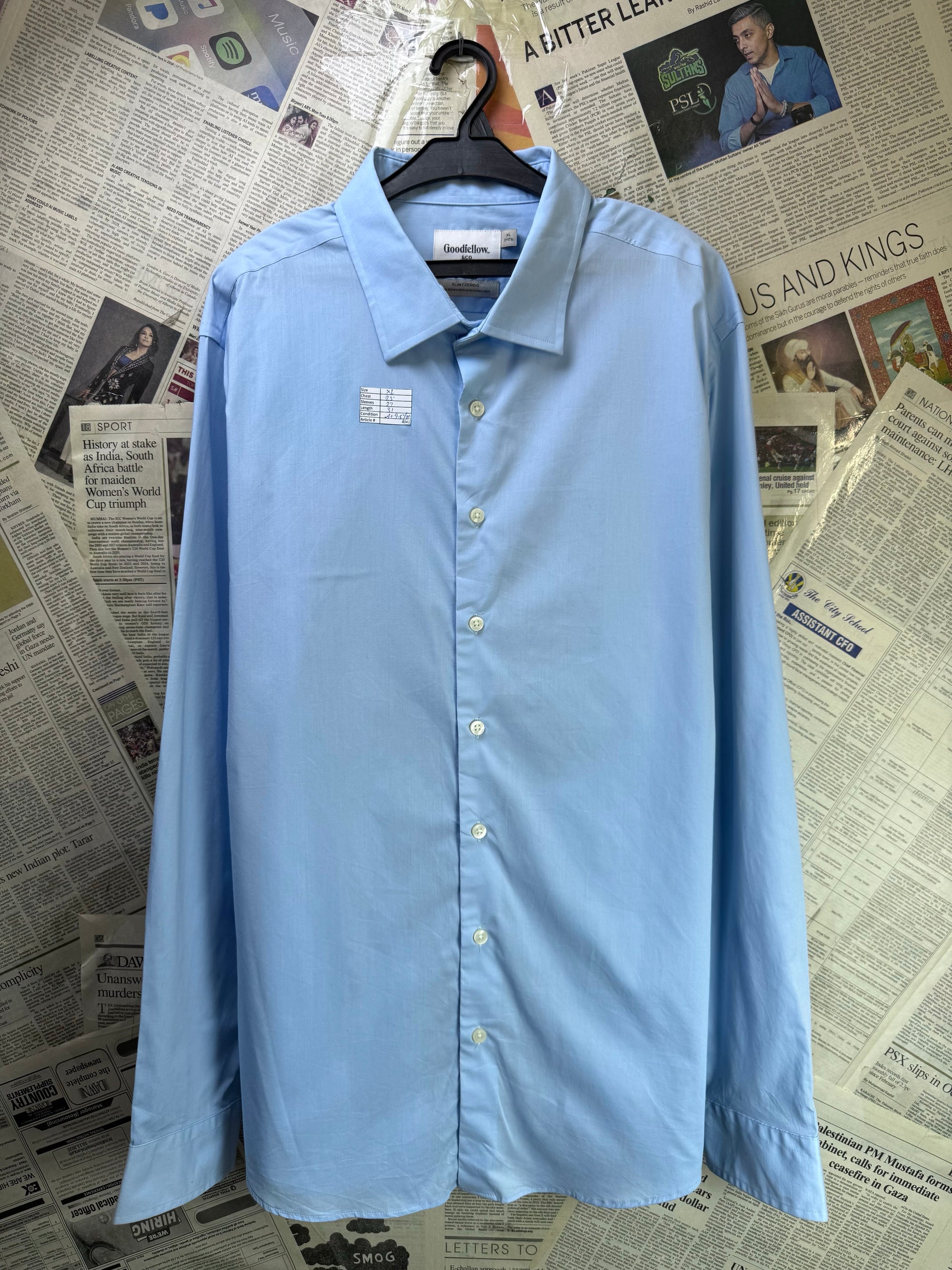 Goodfellow® XL | Chest: 25" | Light Blue | Shirt | Cotton - Poly - Spandex | 4041 - Genuine Maal