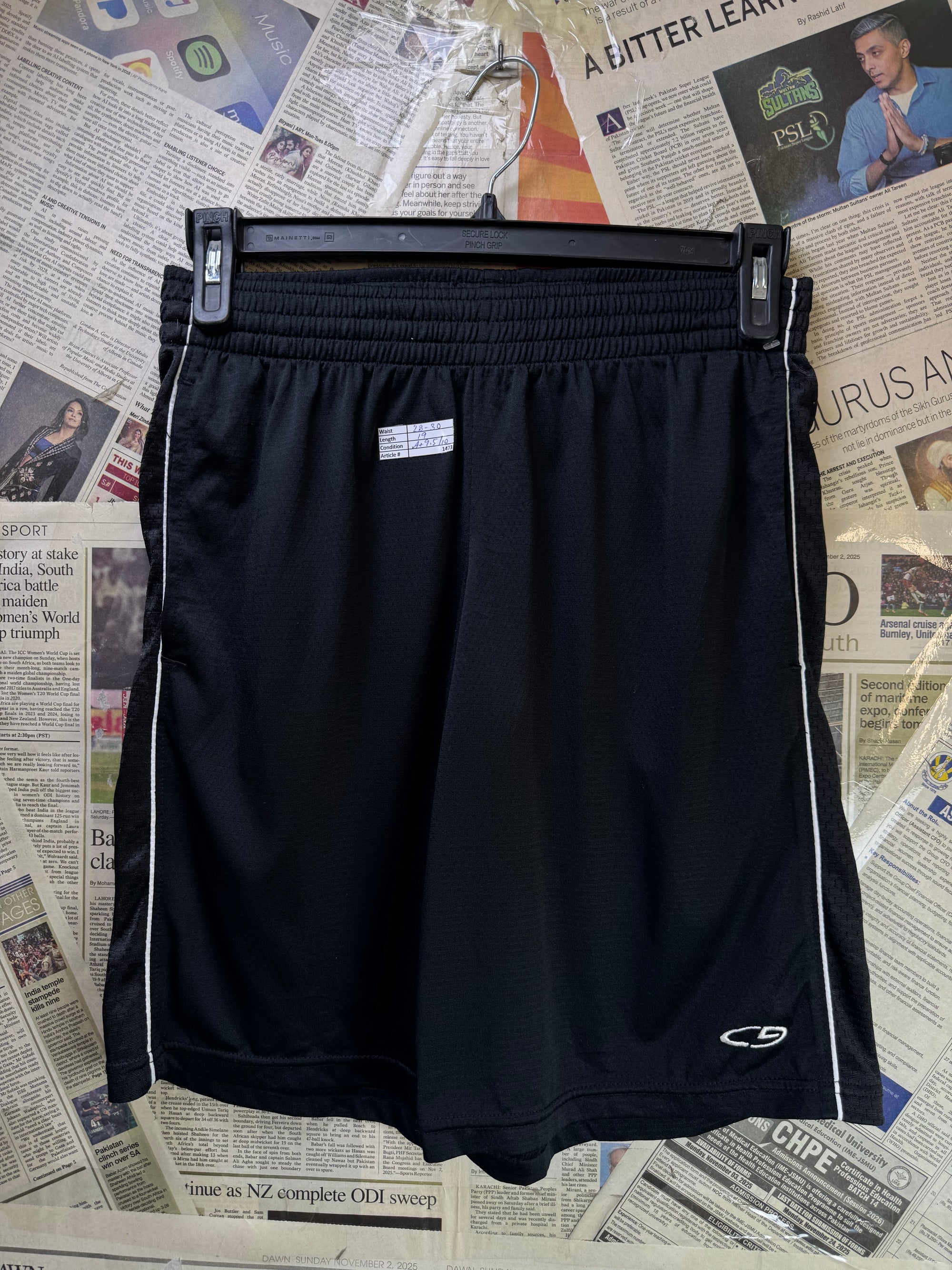 Champion® Waist: 28" to 30" | Black | Sports Shorts | Poly | 1473 - Genuine Maal